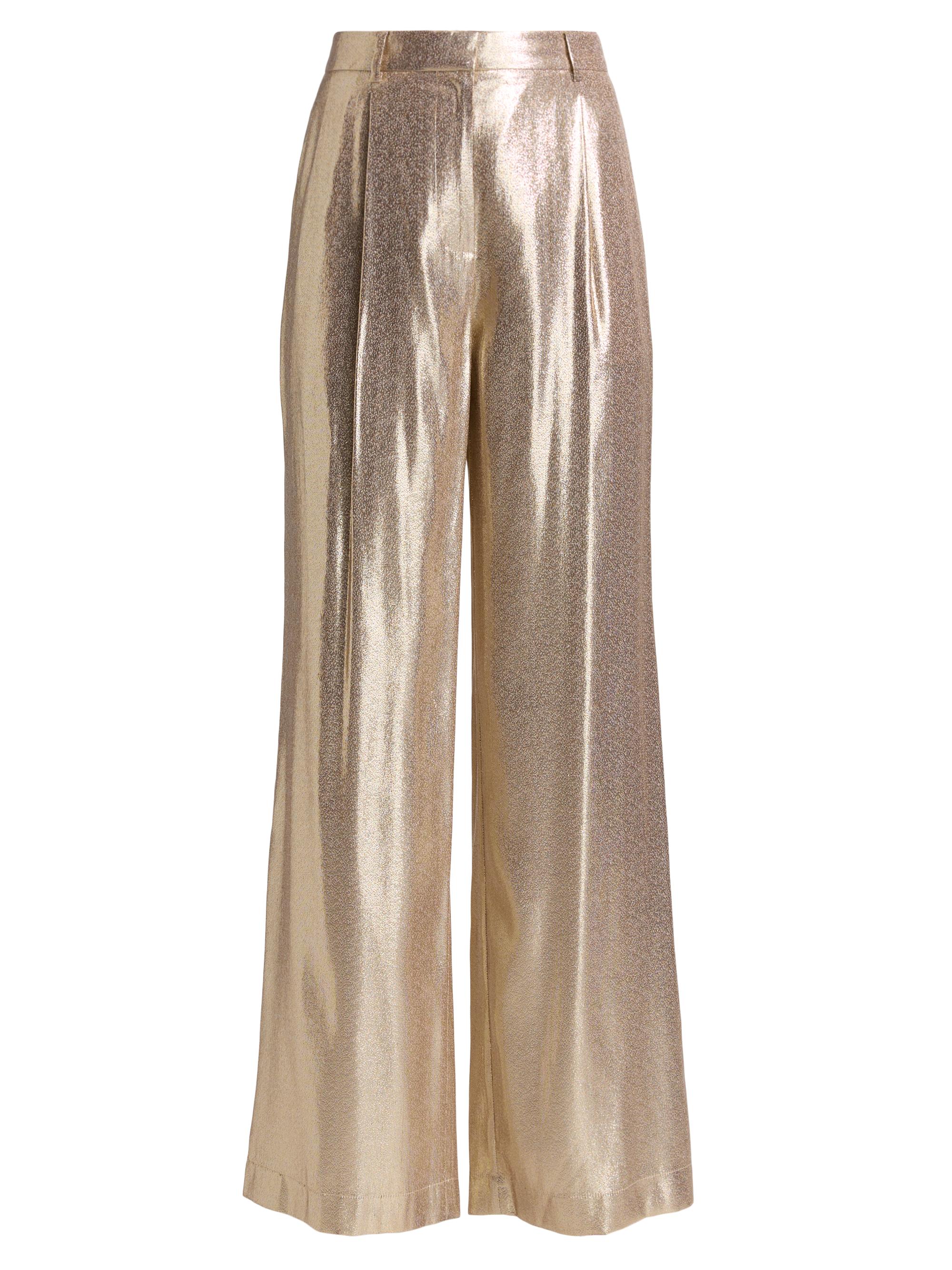 Ramy Brook Women's Izzy Metallic Silk-Blend Wide-Leg Pants - Gold