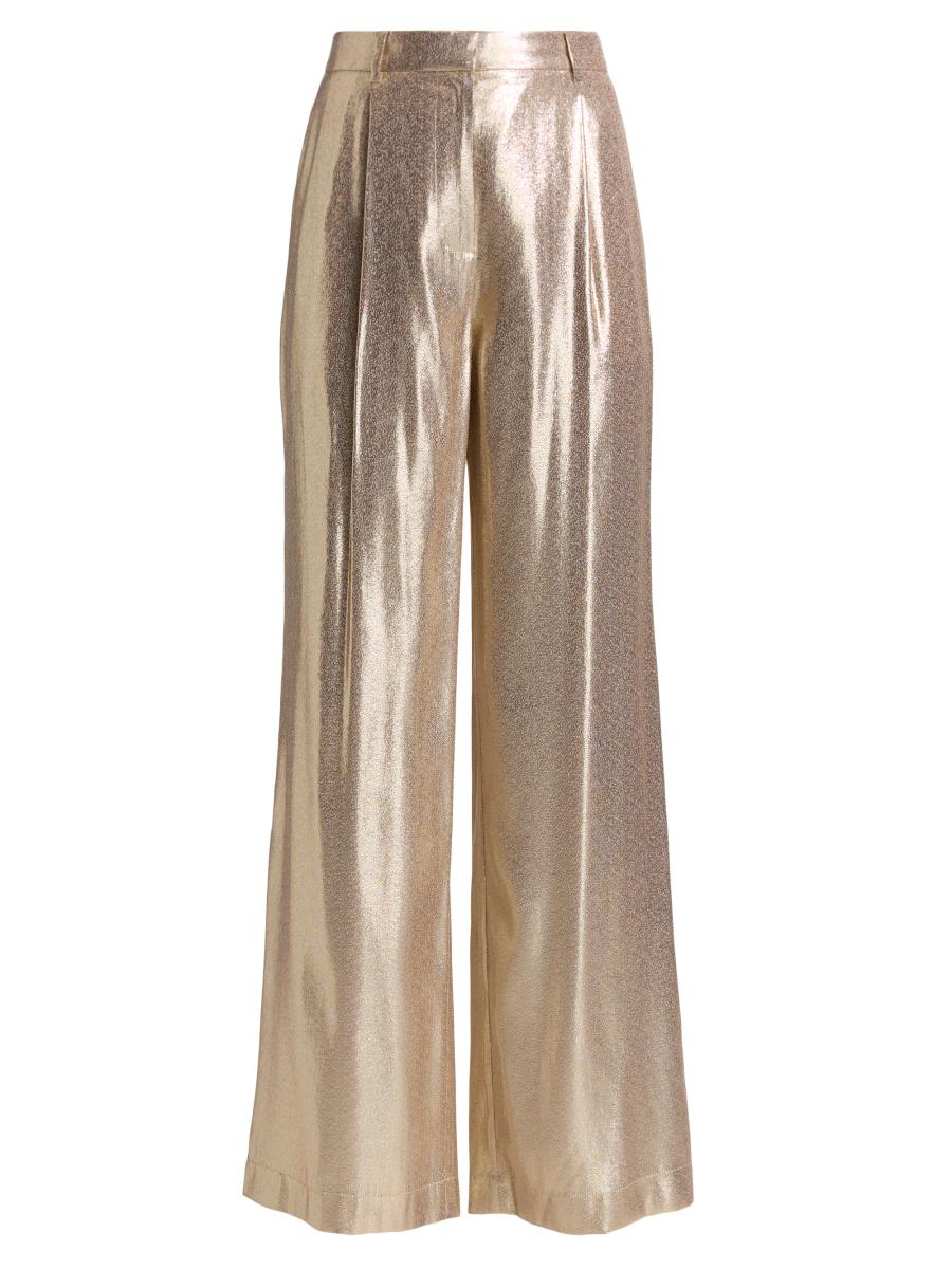 Ramy Brook Women's Izzy Metallic Silk-blend Wide-leg Pants In Gold