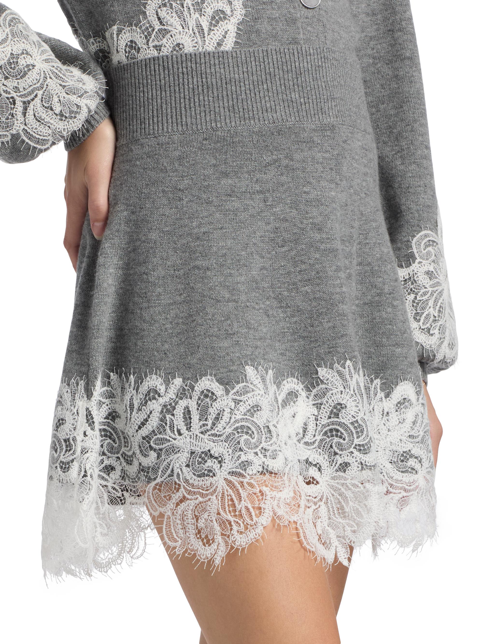 Ramy Brook Rosalind Lace-Trimmed Wool-Cashmere Skirt | Saks Fifth