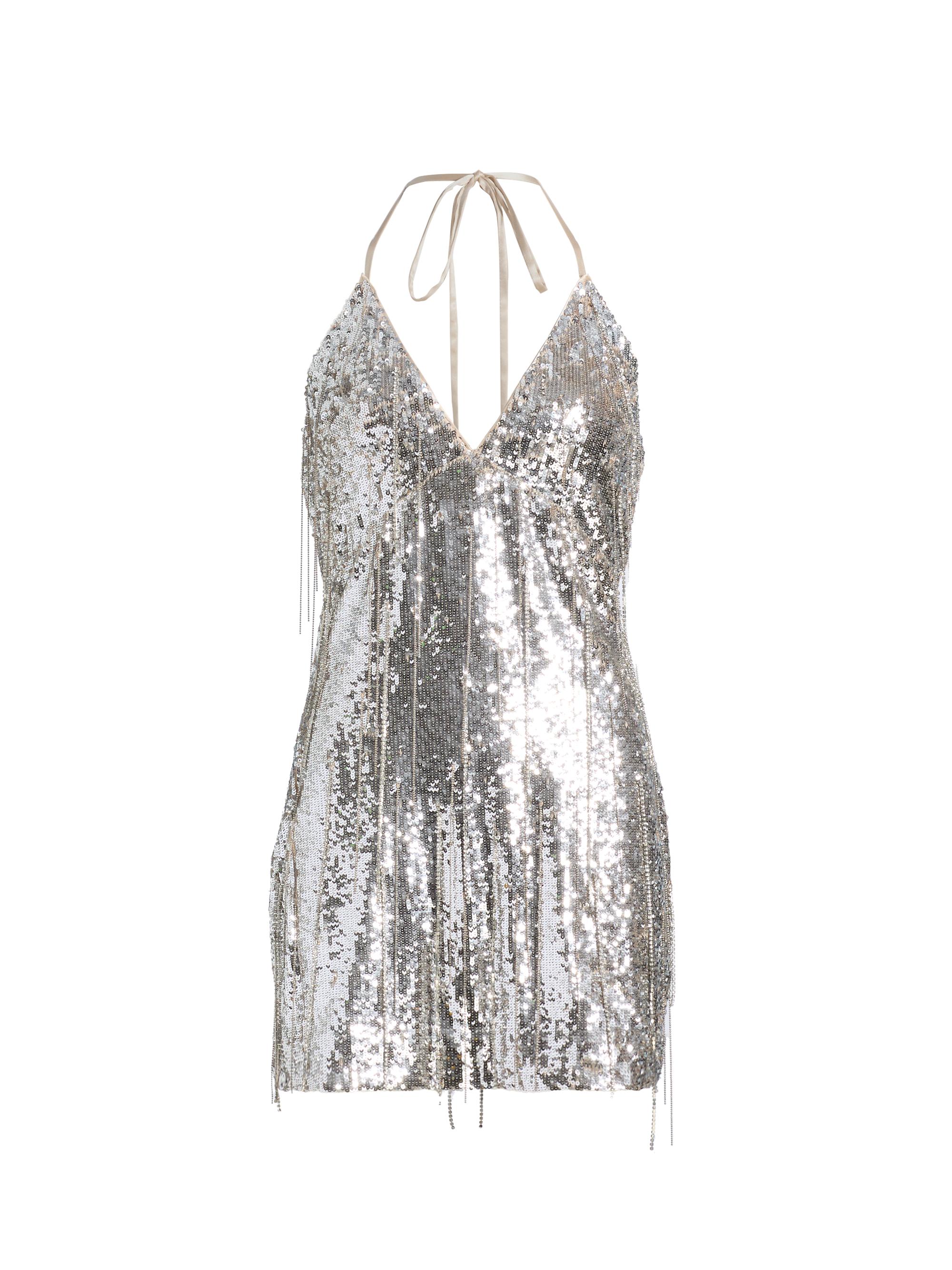 Ramy Brook Women's Annabelle Sequin & Rhinestone Minidress - Platinum Sequin Fringe