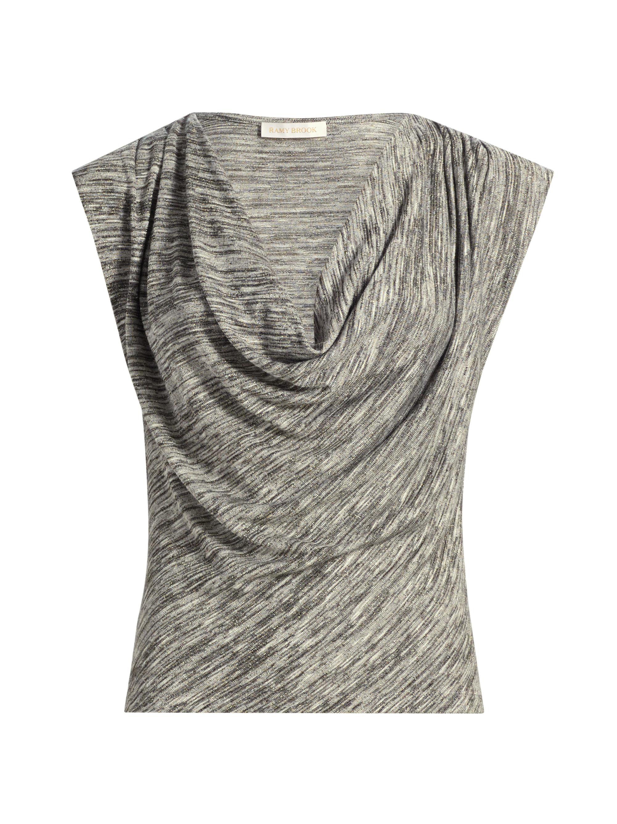 Ramy Brook Women's Azul Cowlneck Top - Black White Space Dye