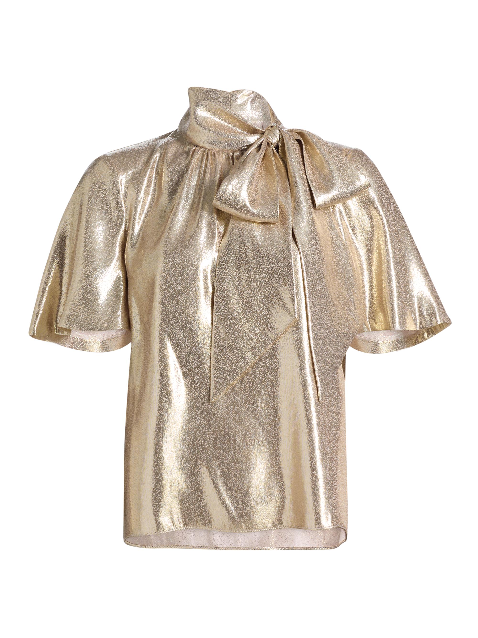 Ramy Brook Women's Balinda Metallic Silk Top - Gold