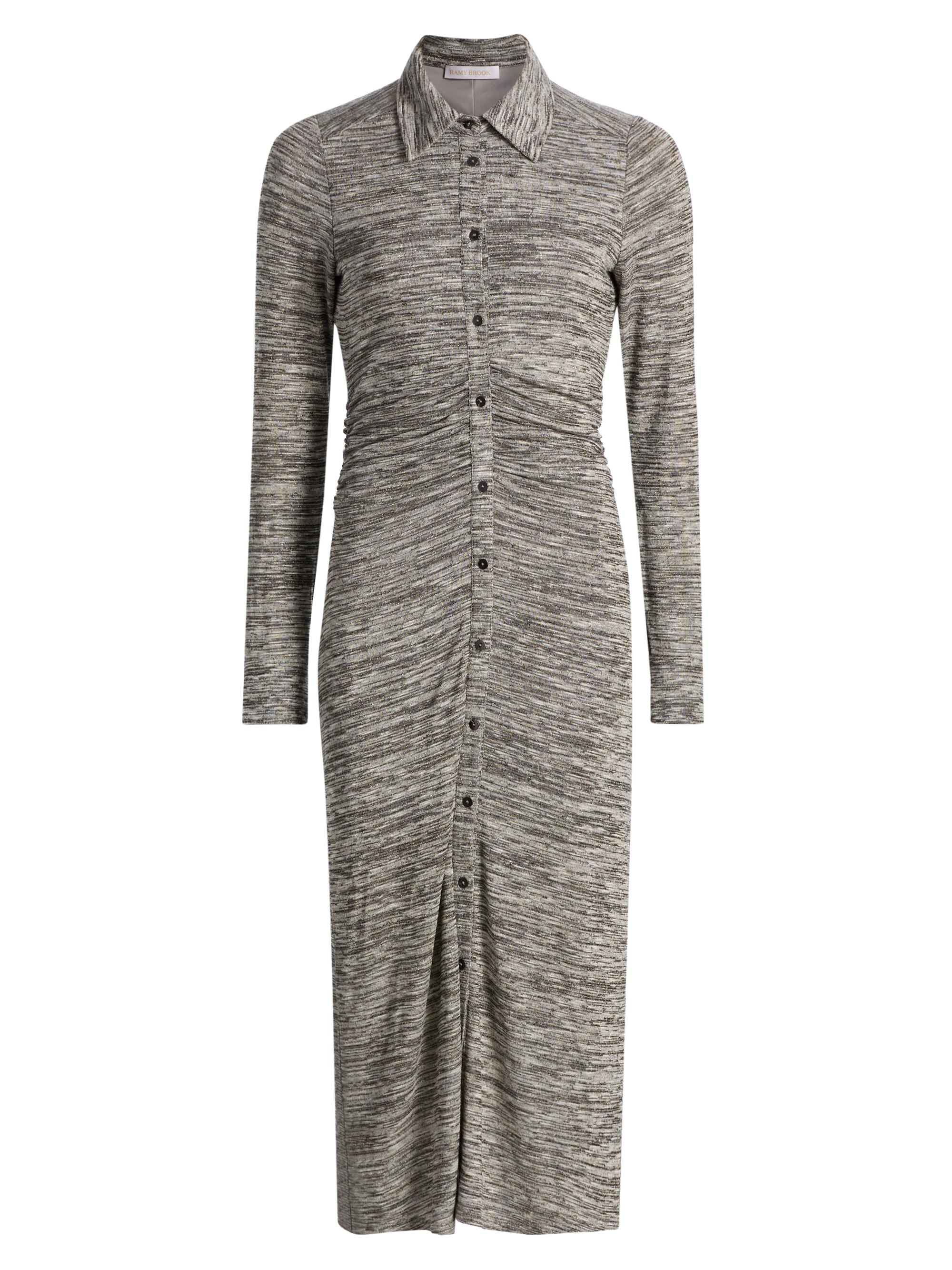 Ramy Brook Women's Rachelle Space-Dye Polo Midi-Dress - Black White Space Dye