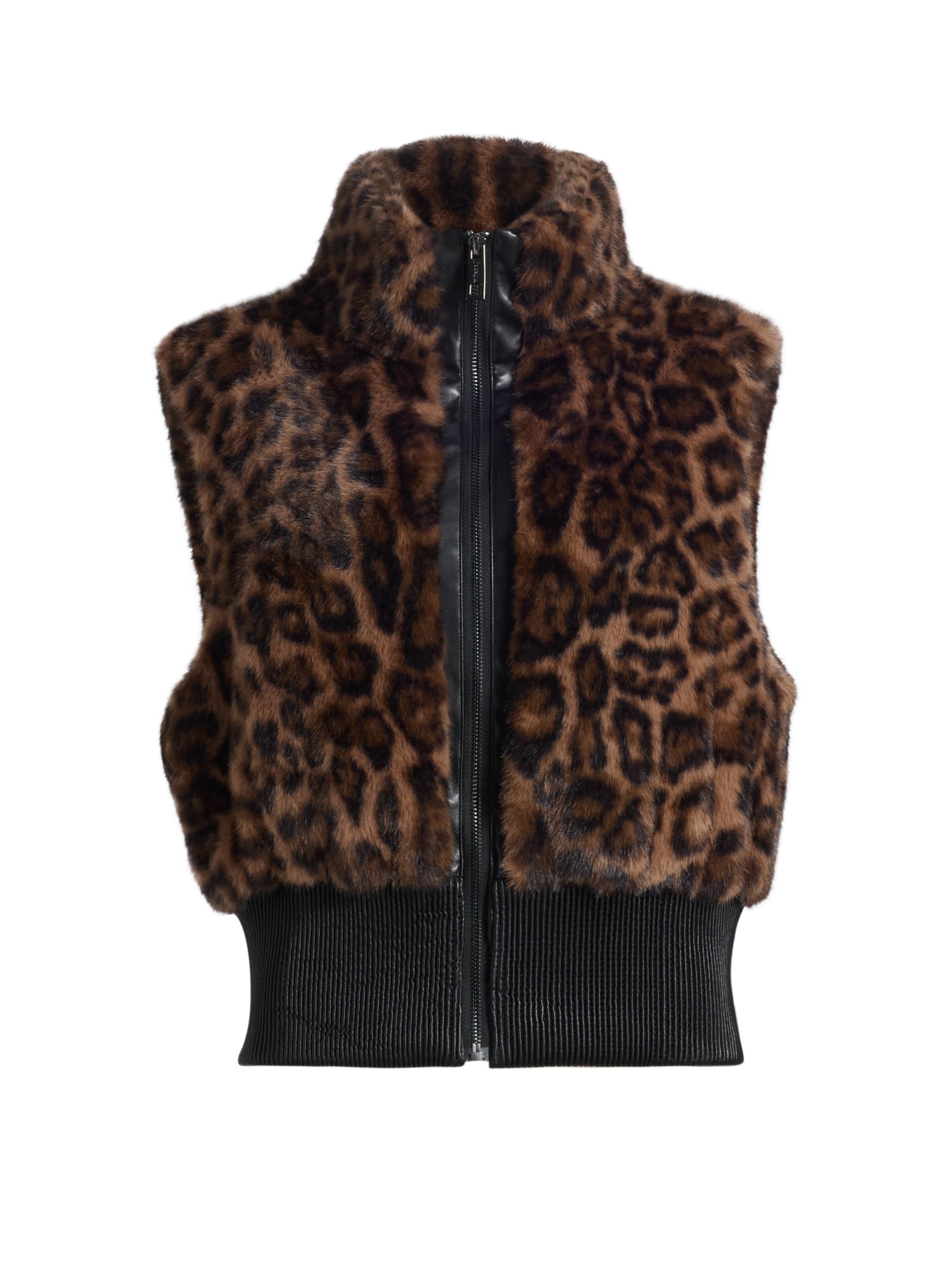 Jocelyn Women's Animal-Print Faux-Fur Vest - Brown Multi