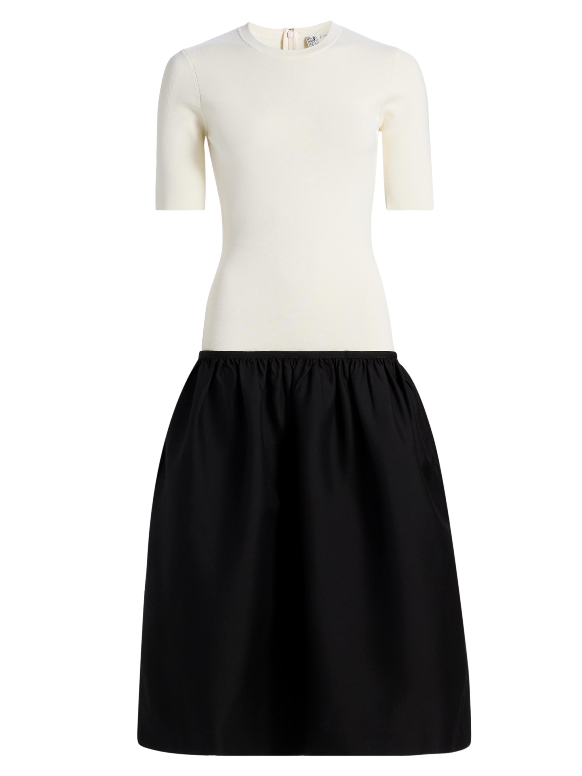 Toteme Women's Twinflower Colorblocked Crewneck Midi-Dress - Ecru
