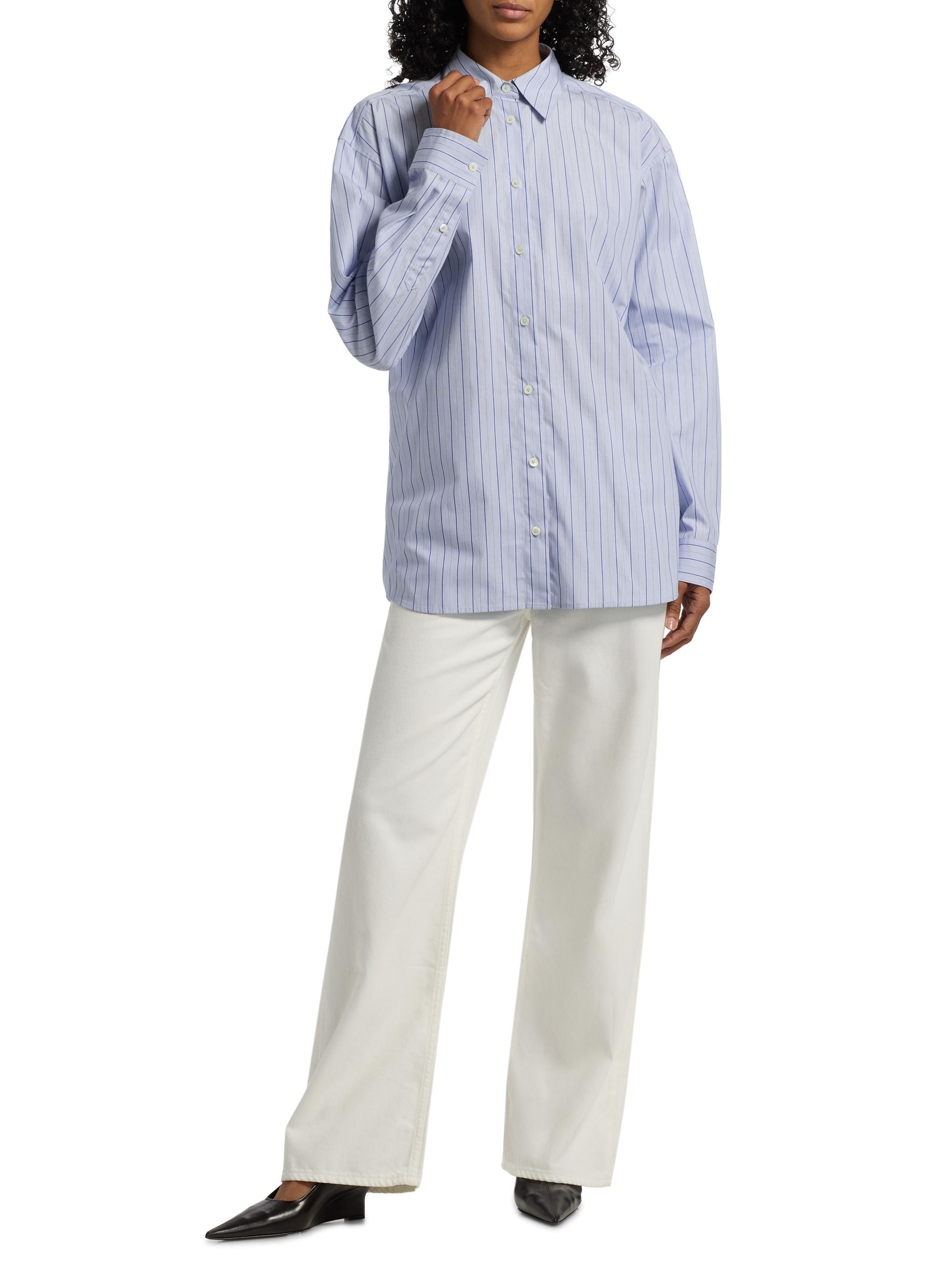 Toteme Oversized Classic Stripe Button-Front Shirt | Saks Fifth Avenue
