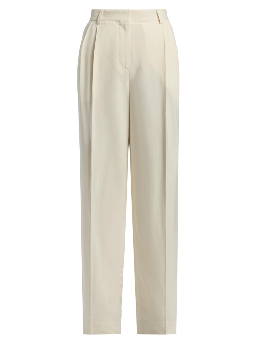 Totême Women's Pleated Wool-blend Trousers In White