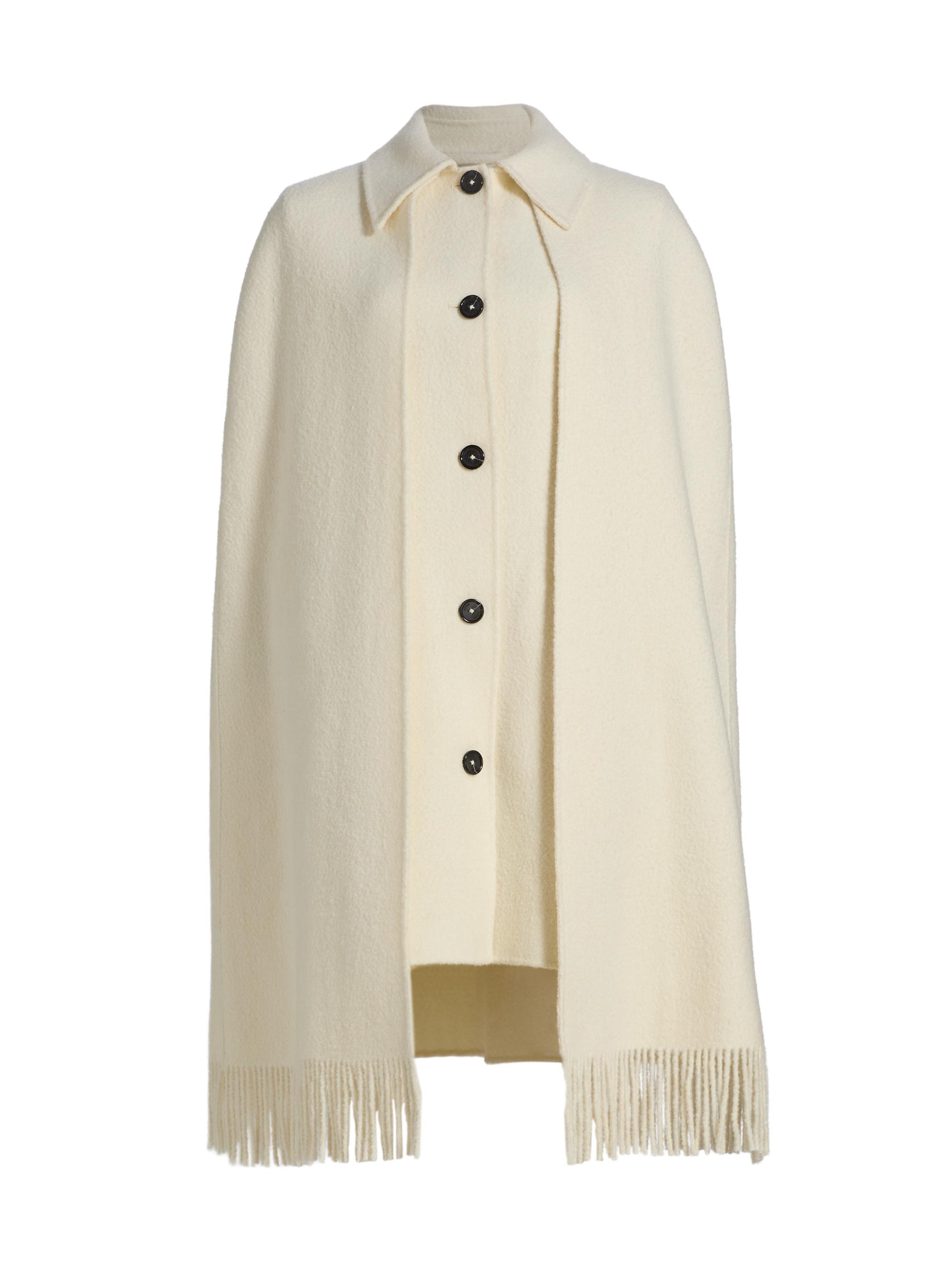 Toteme Women's Bouclé Wool-Blend Fringe Cape Coat - Winter White