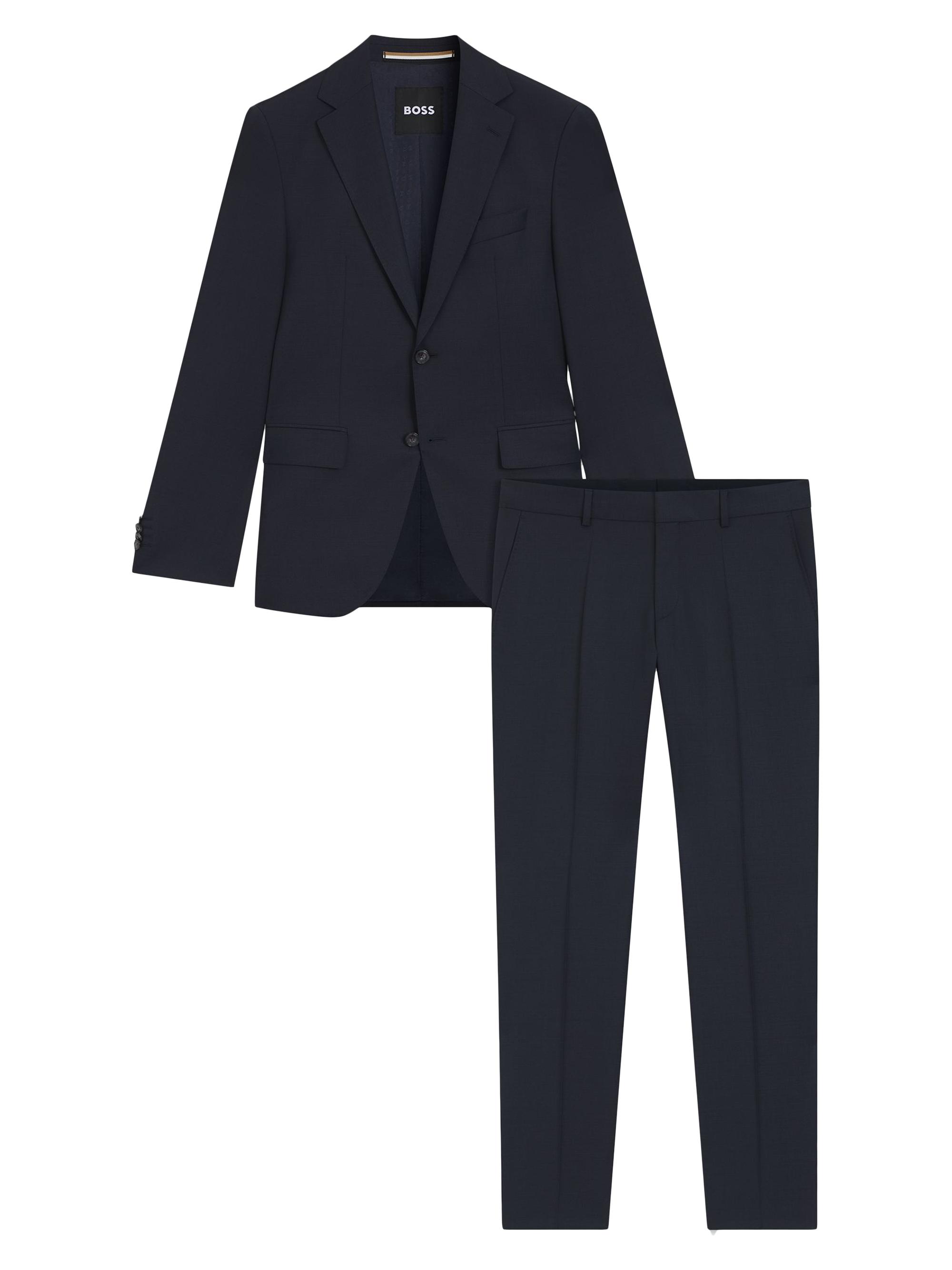 BOSS Men's Two-Piece Regular-Fit Suit in Micro-Patterned Virgin Wool - Dark Blue