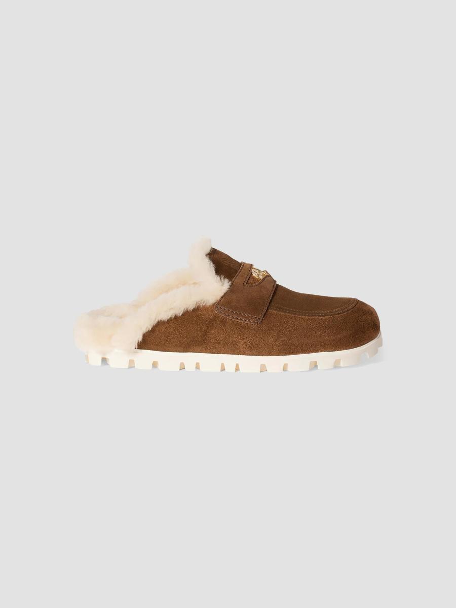 Miu Miu Suede Shearing Mules | Saks Fifth Avenue