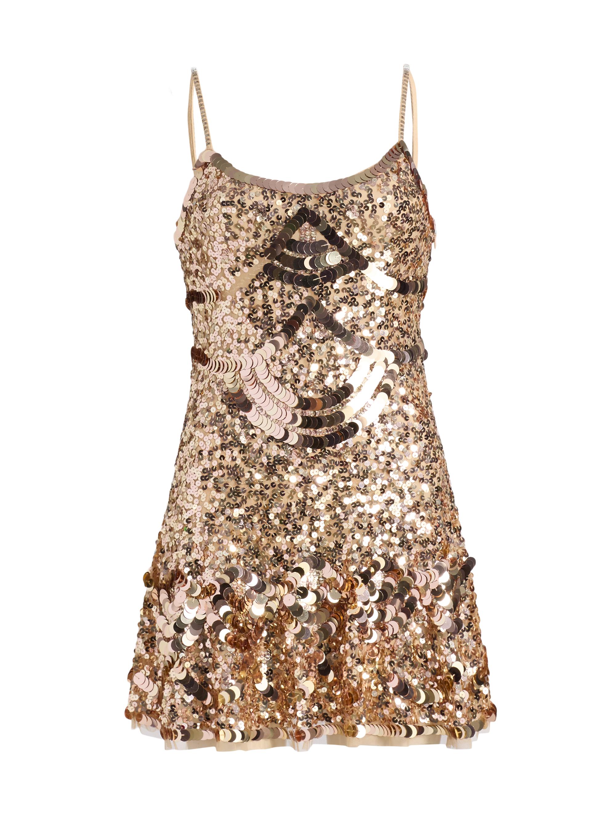 LoveShackFancy Women's Liria Sequined Sleeveless Minidress - Honey Shimmer
