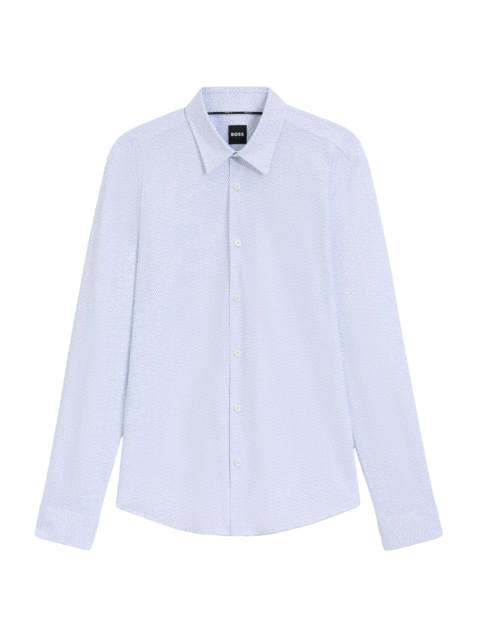 BOSS Men's Printed Slim-Fit Shirt in Performance-Stretch Jersey - Light Blue