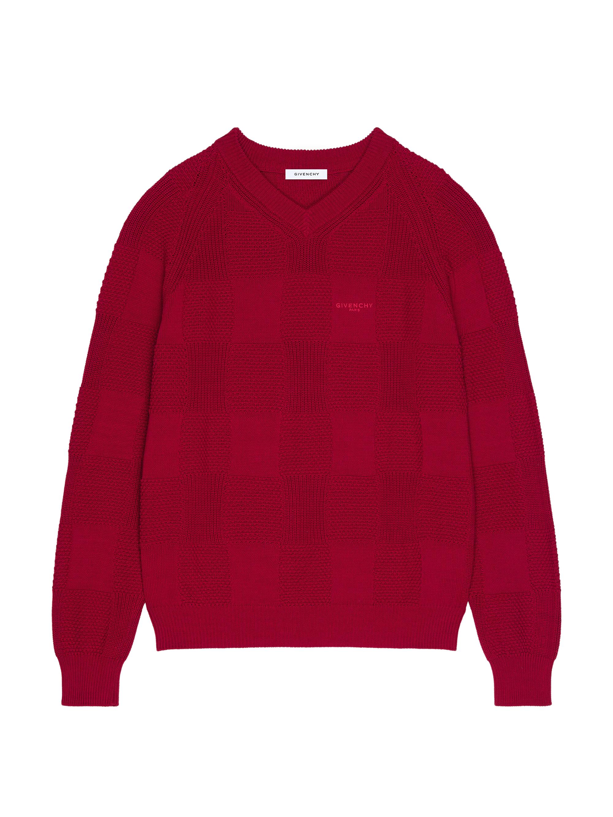 Givenchy Men's Checked Sweater in Cotton Knit - Dark Red