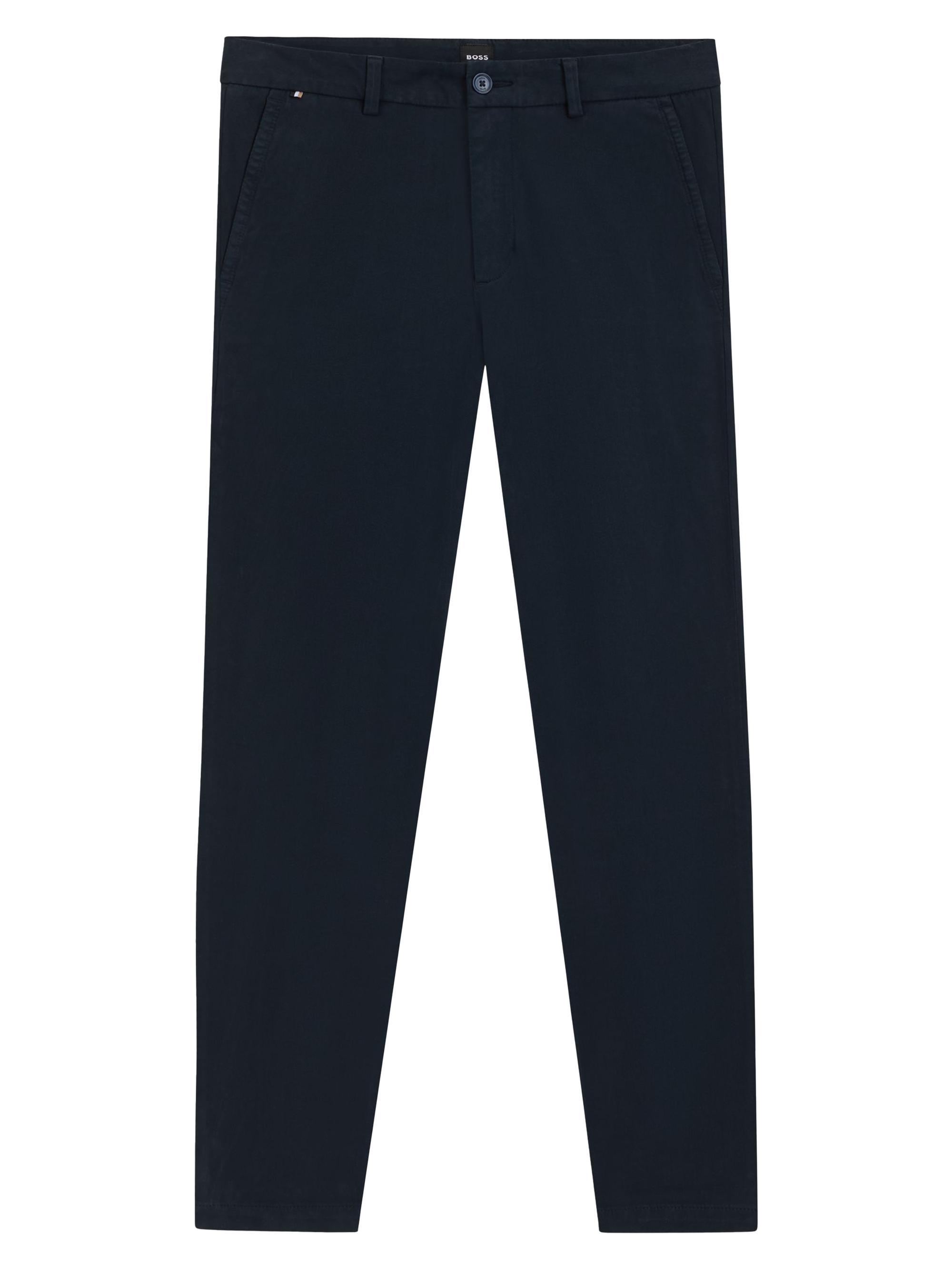BOSS Men's Slim-Fit Trousers in Stretch-Cotton Gabardine - Dark Blue