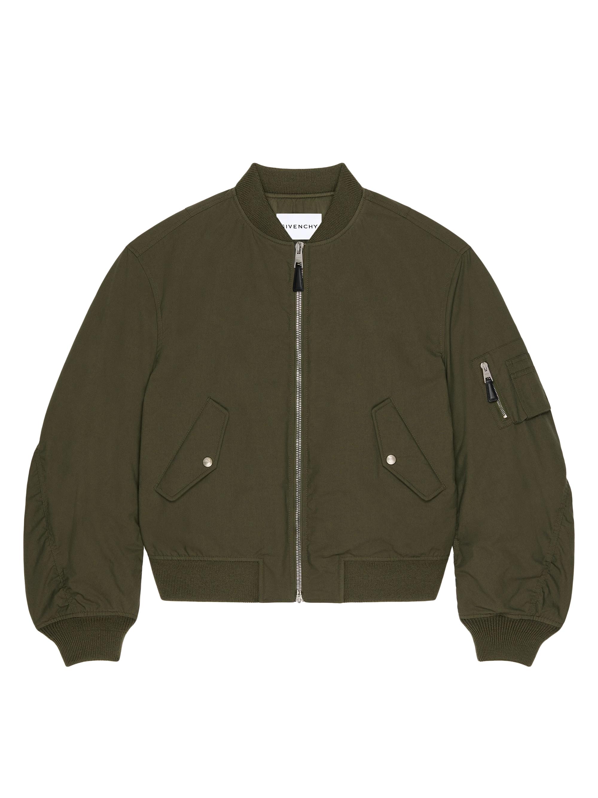 Givenchy Men's Couture Seam Bomber Jacket in Cotton with Stamp Print - Khaki