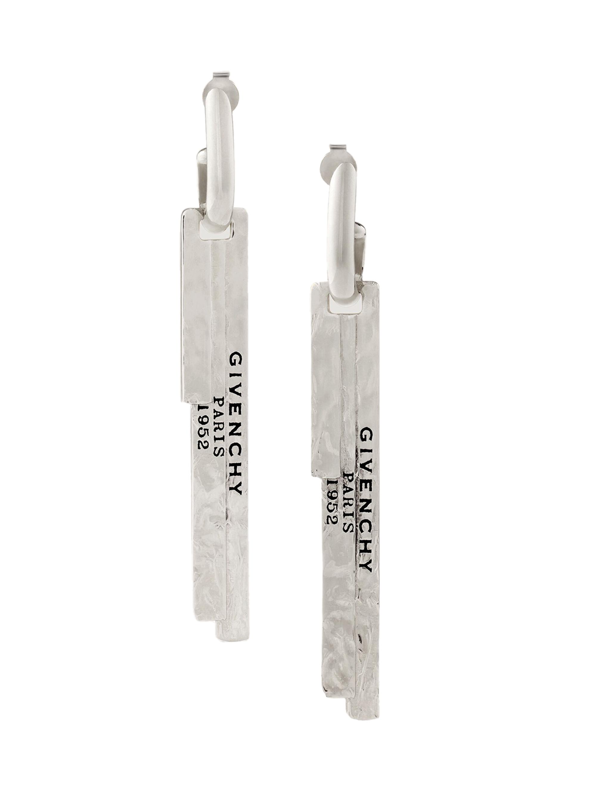 Givenchy Women's Tape Earrings in Metal and Enamel - Antic Silvery