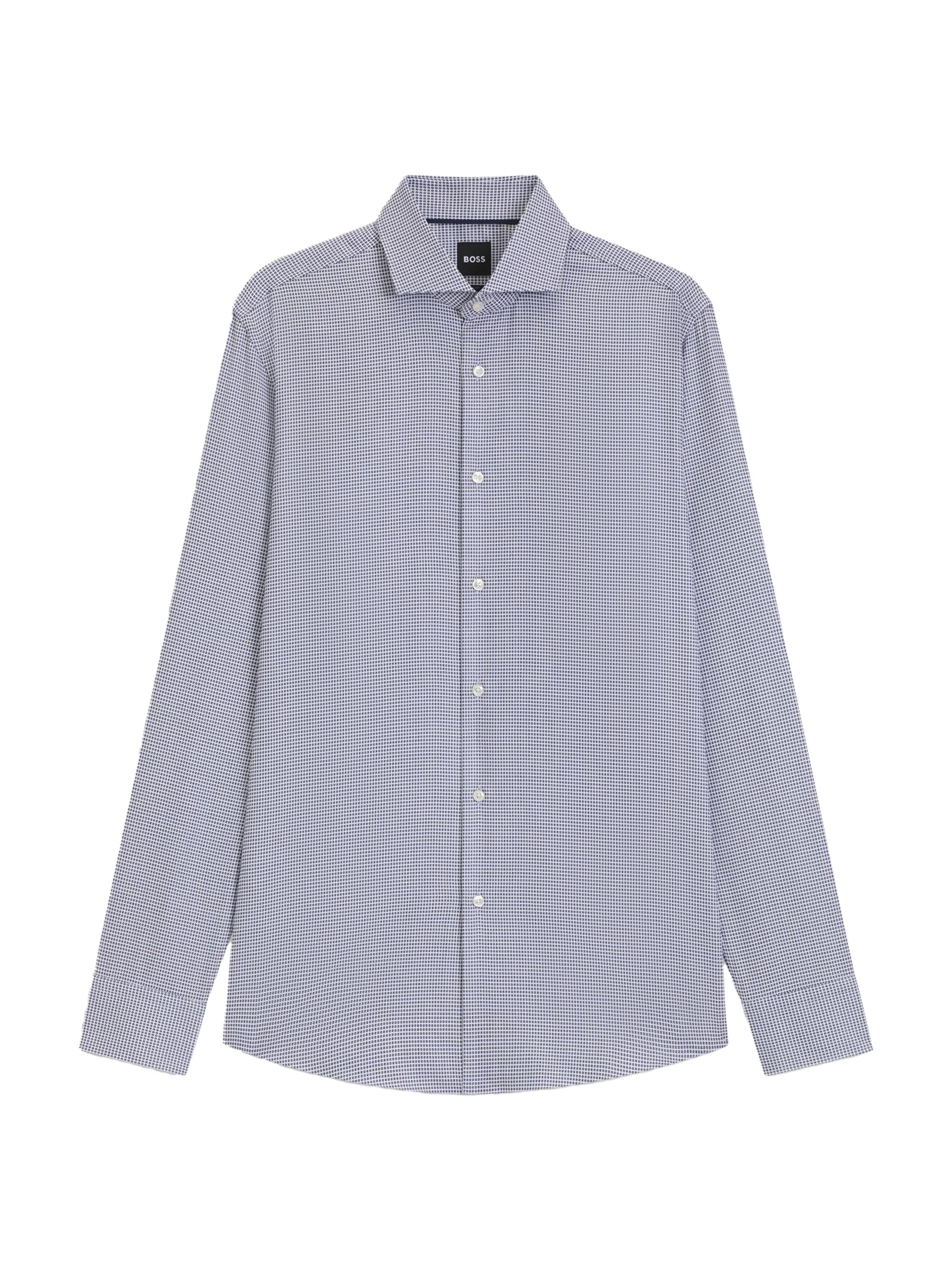 BOSS Men's Slim-Fit Shirt in Structured Cotton - Light Blue
