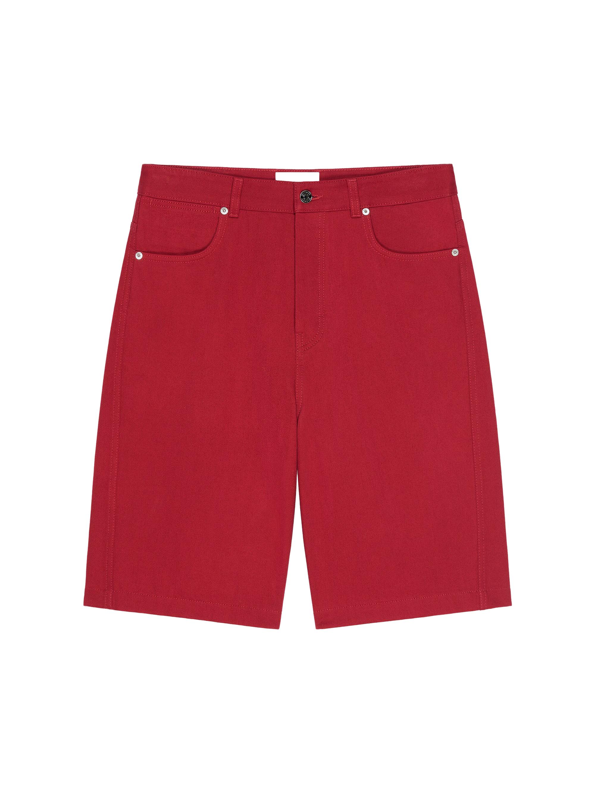 Givenchy Men's Bermuda Shorts in Overdyed Denim - Dark Red