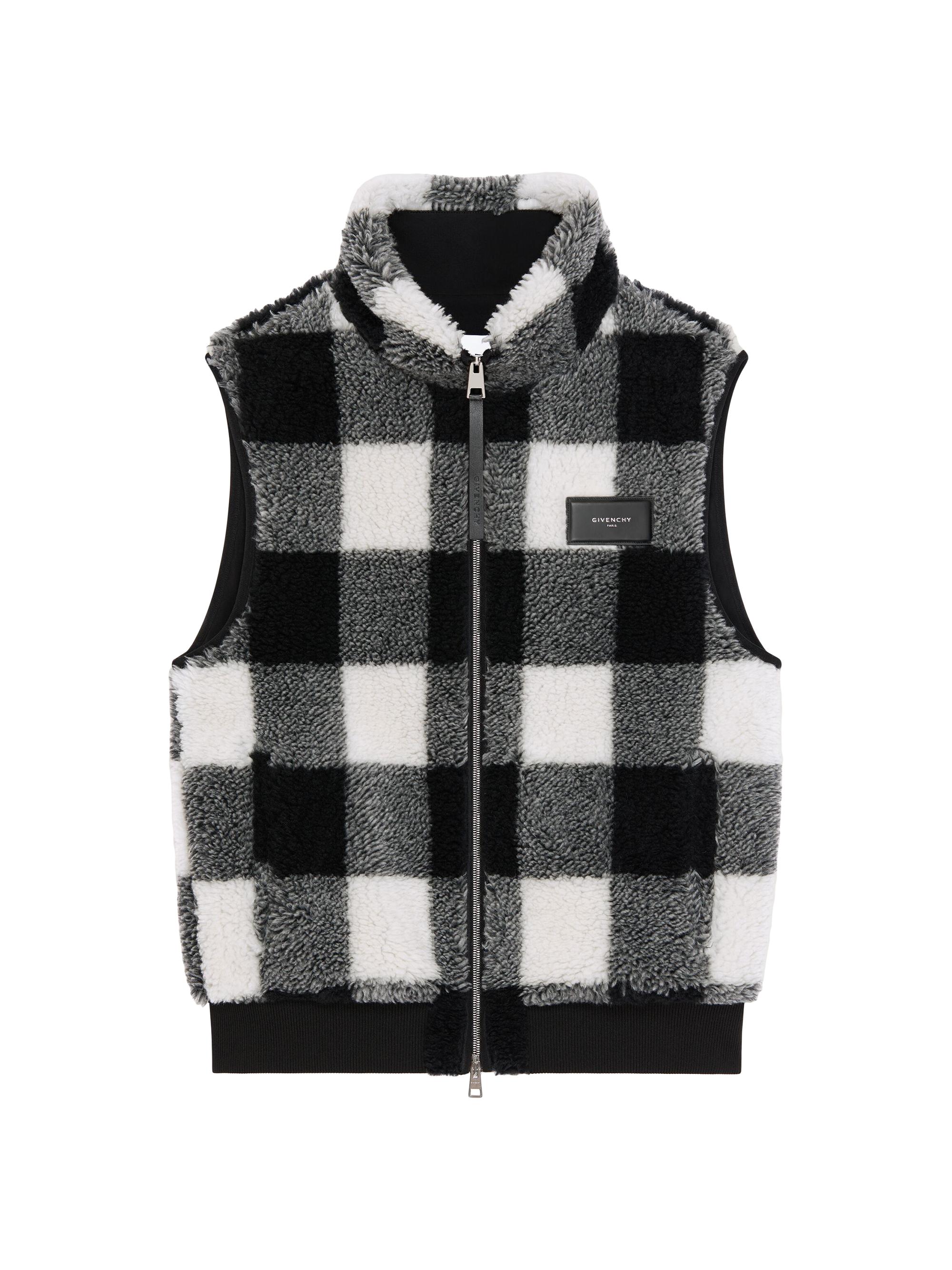 Givenchy Men's Checked Sleeveless Fleece Jacket - Black White