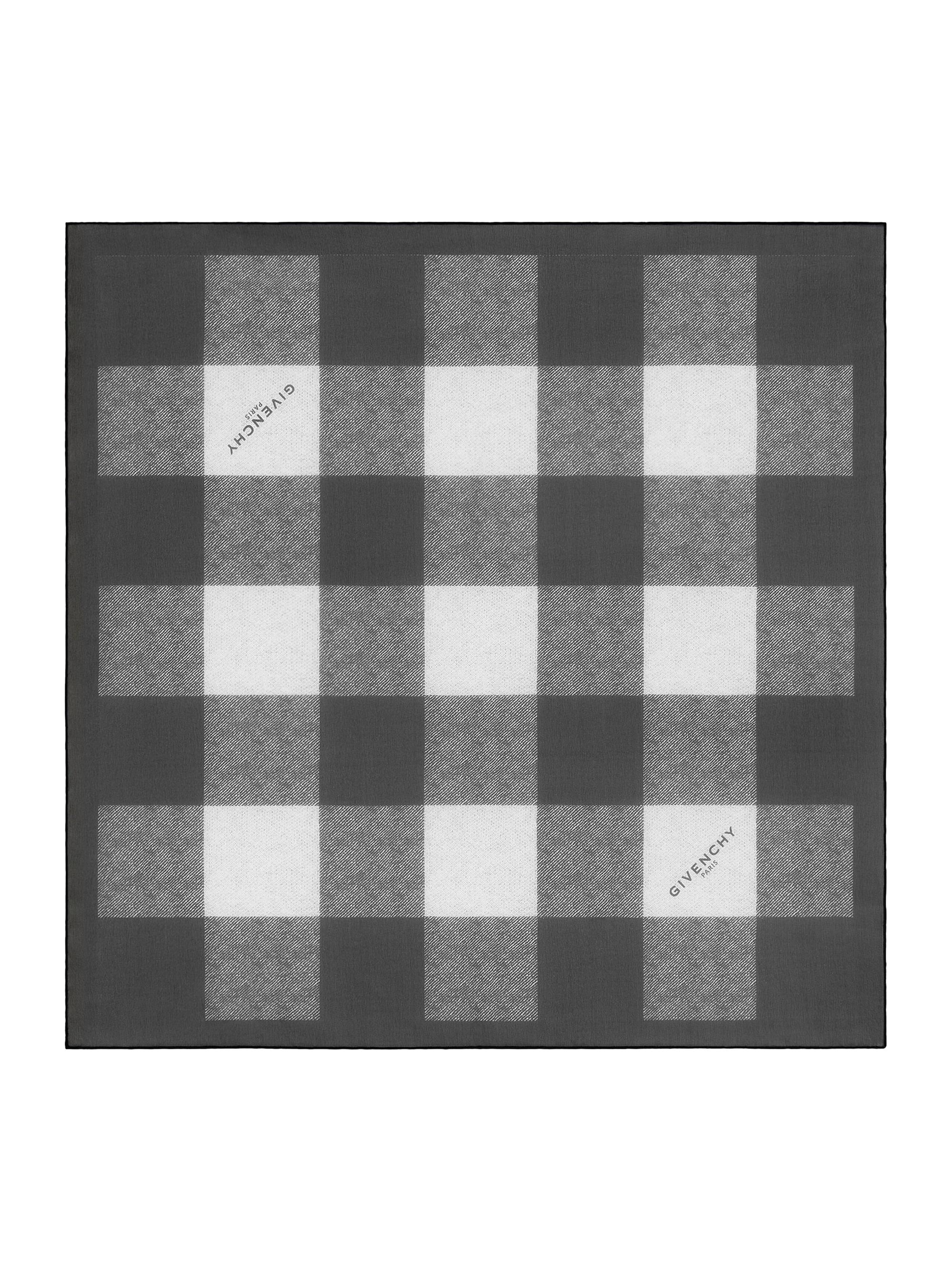 Givenchy Men's Checked Square Scarf in Silk Georgette - Black