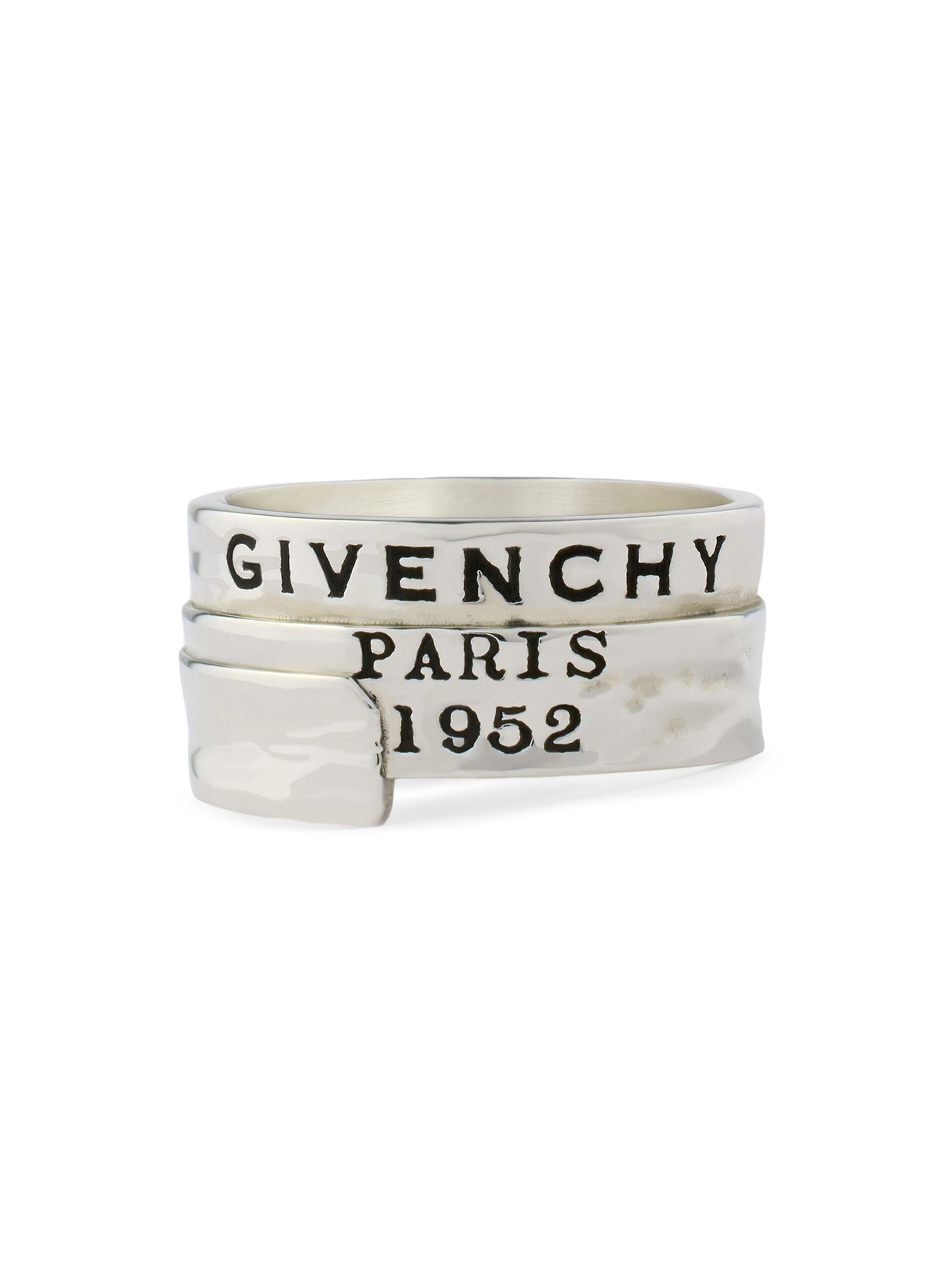 Givenchy Men's Tape Ring in Metal and Enamel - Antic Silvery