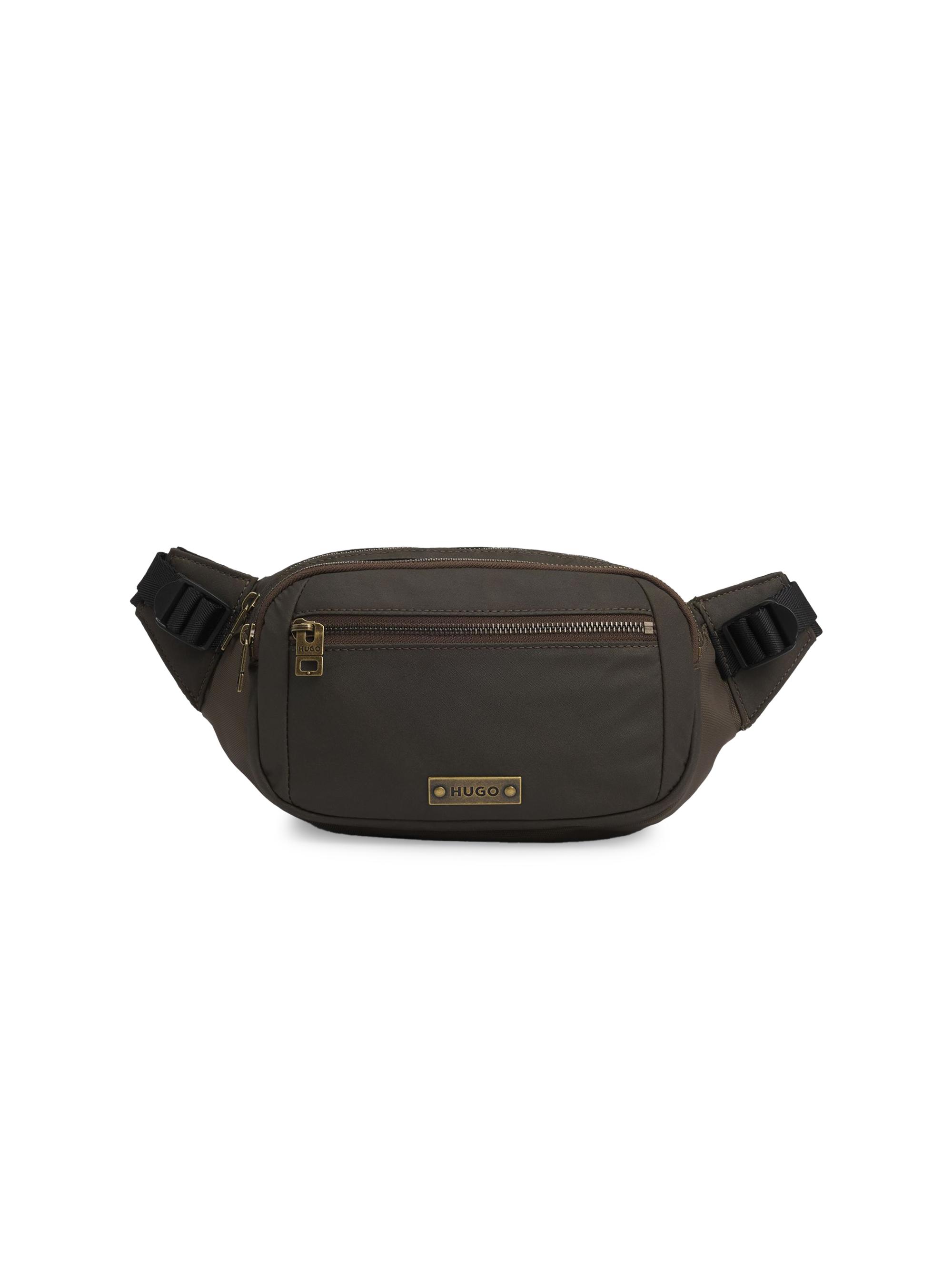 HUGO Men's Belt Bag with Antique-Effect Logo Plaque - Green