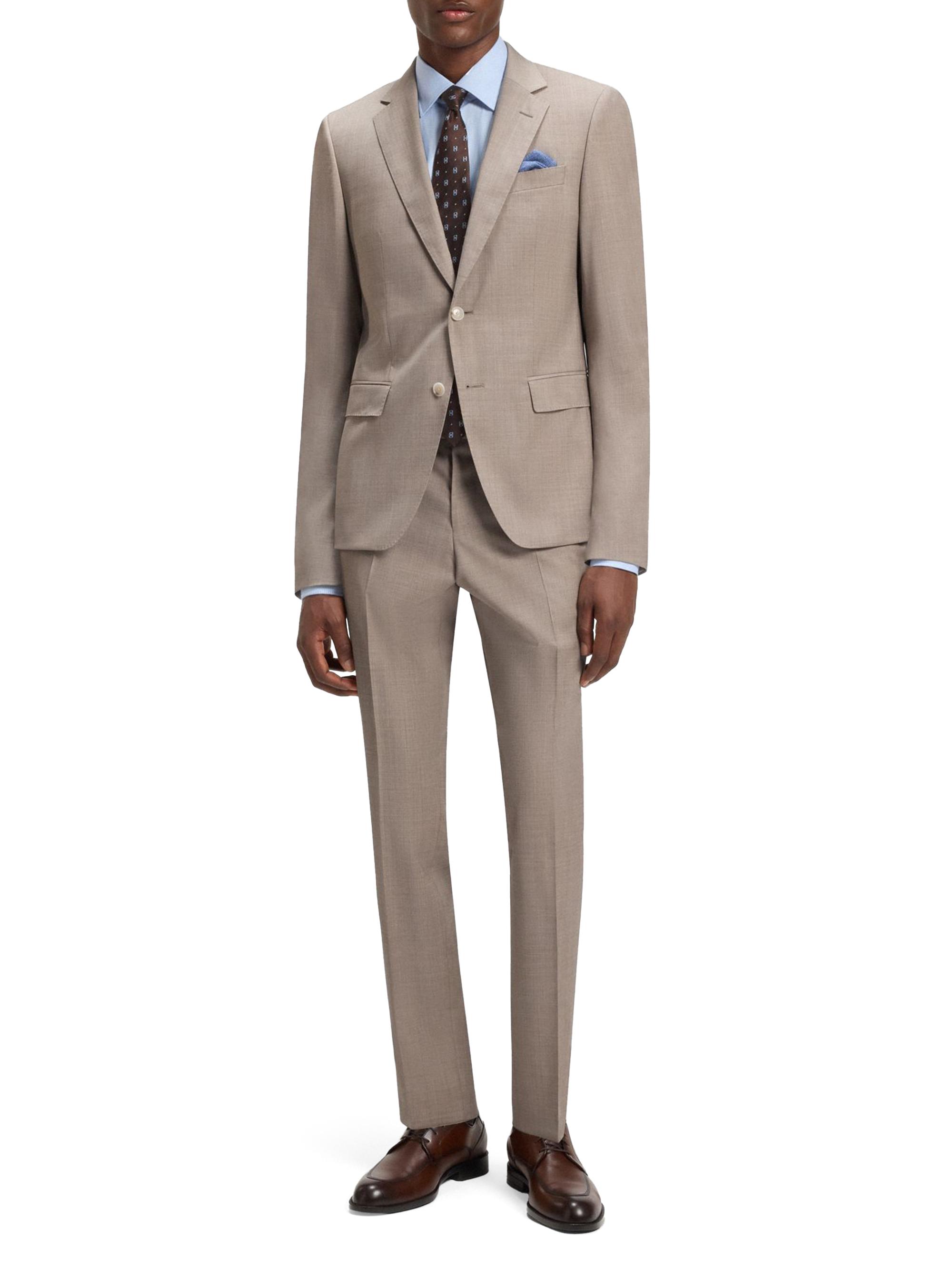BOSS Men's Melange Slim-Fit Suit in Virgin Wool - Light Beige