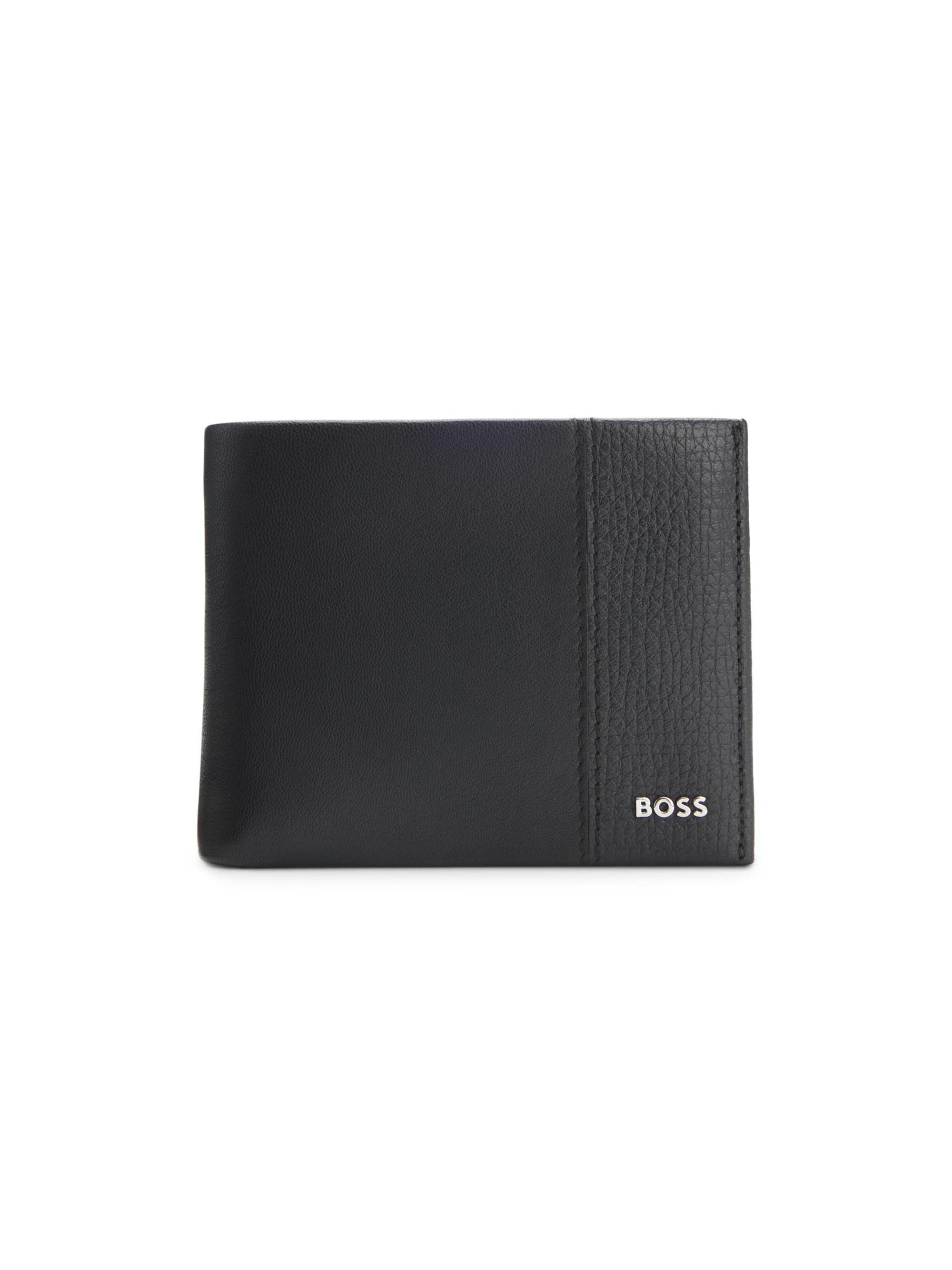 BOSS Men's Logo-Lettering Wallet in Leather - Black