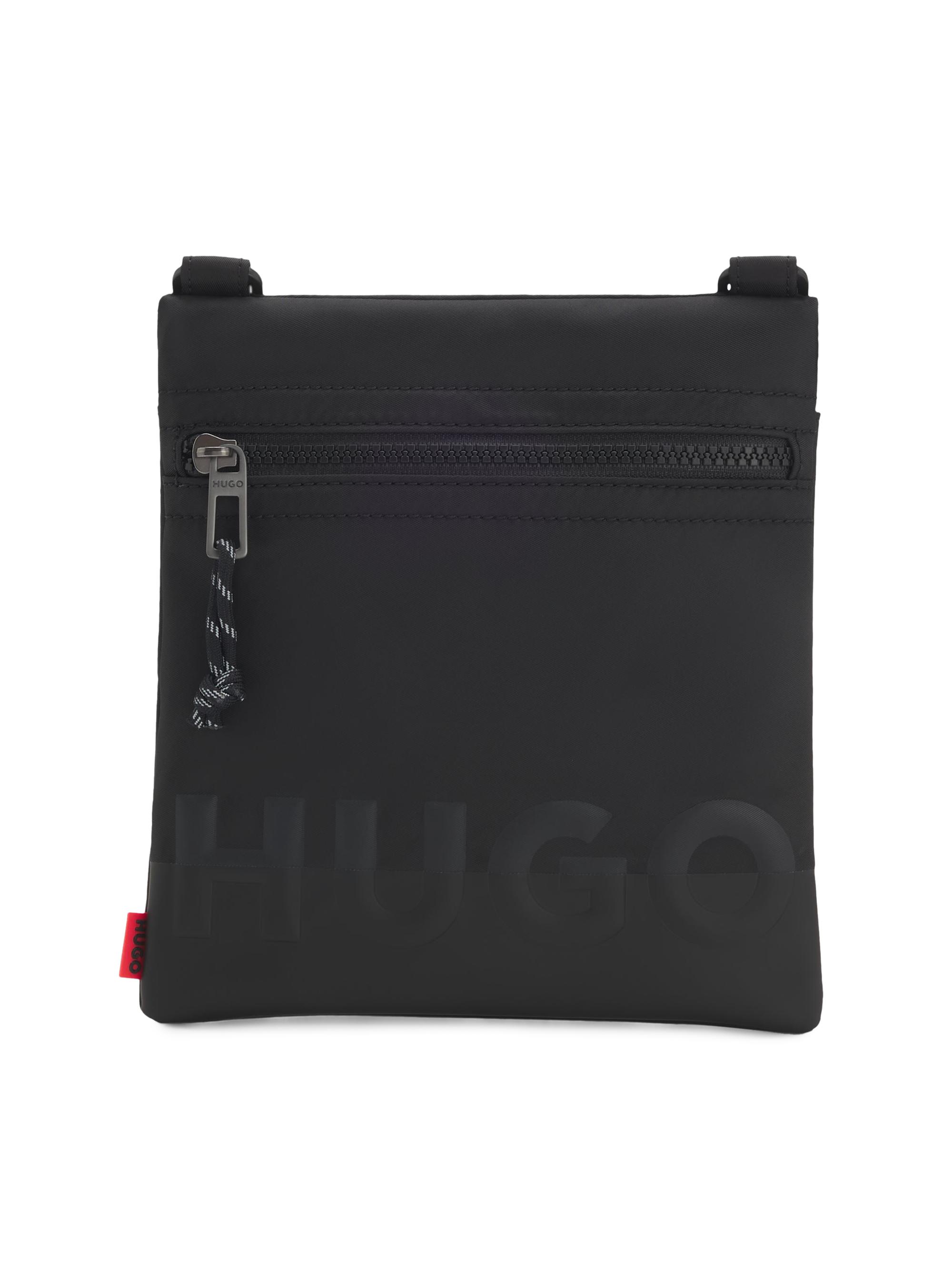 HUGO Men's Split-Logo Envelope Bag in Twill - Black