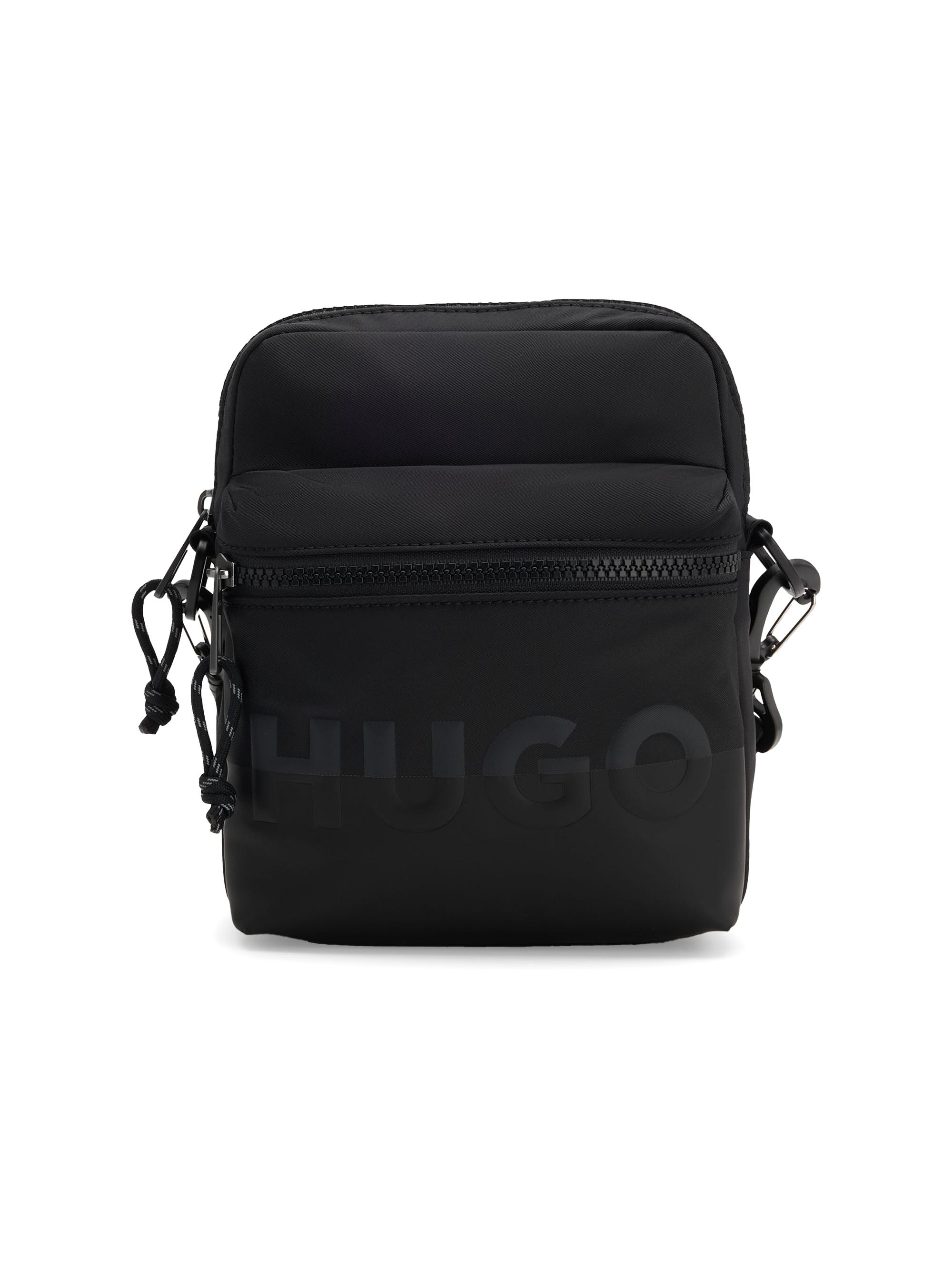 HUGO Men's Split-Logo Reporter Bag in Twill - Black