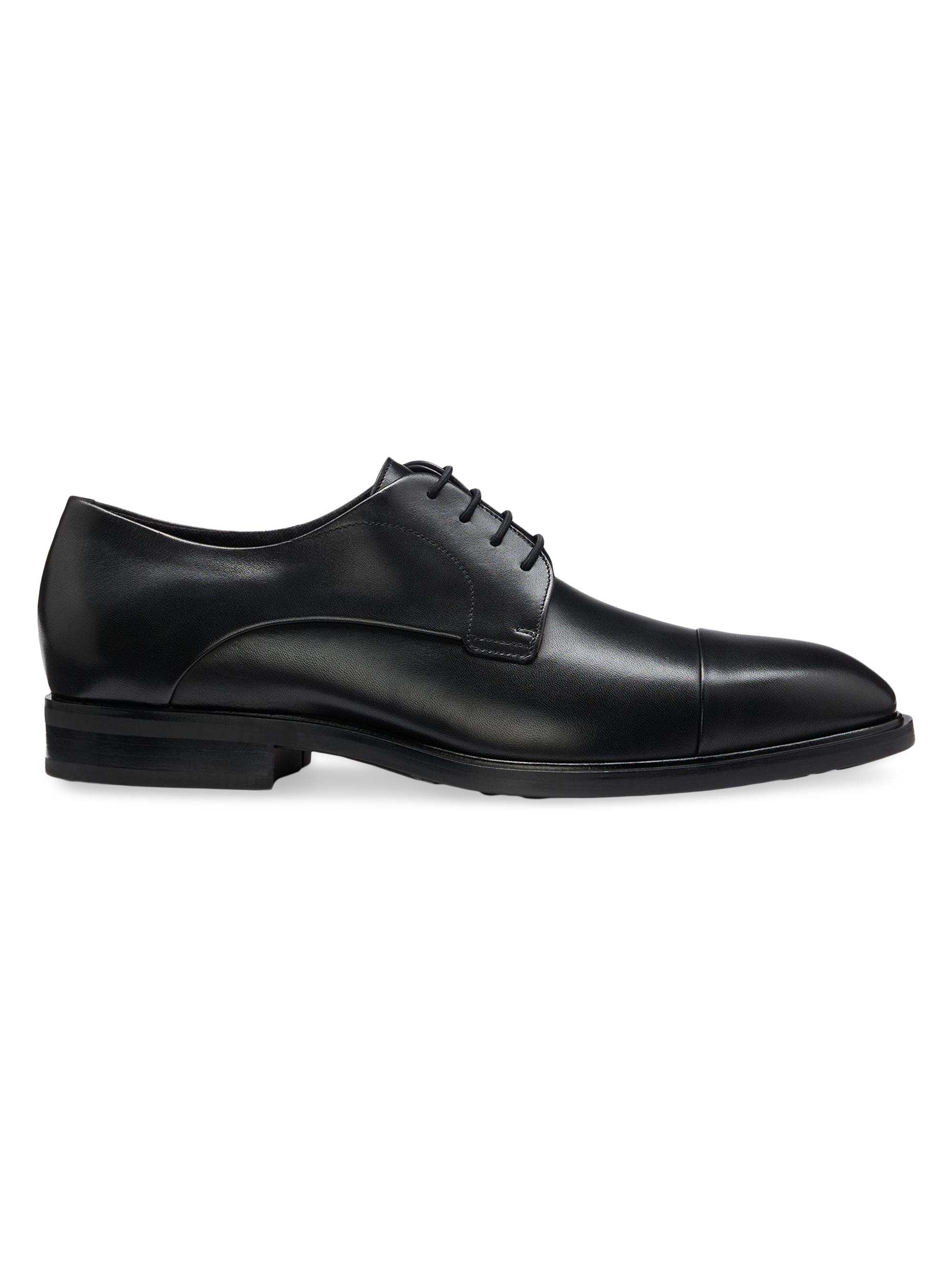 BOSS Men's Cap-Toe Derby Shoes in Leather - Black