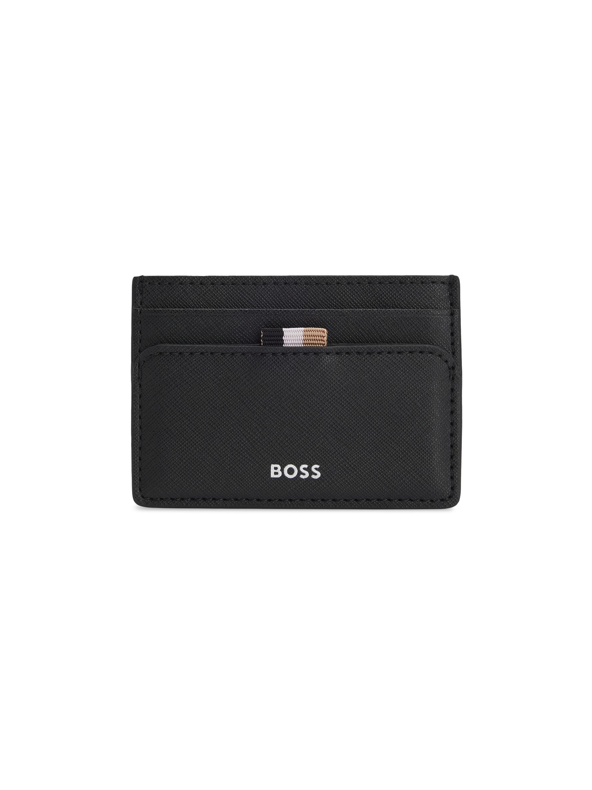 BOSS Men's Logo-Detail Card Holder with Money Clip - Black