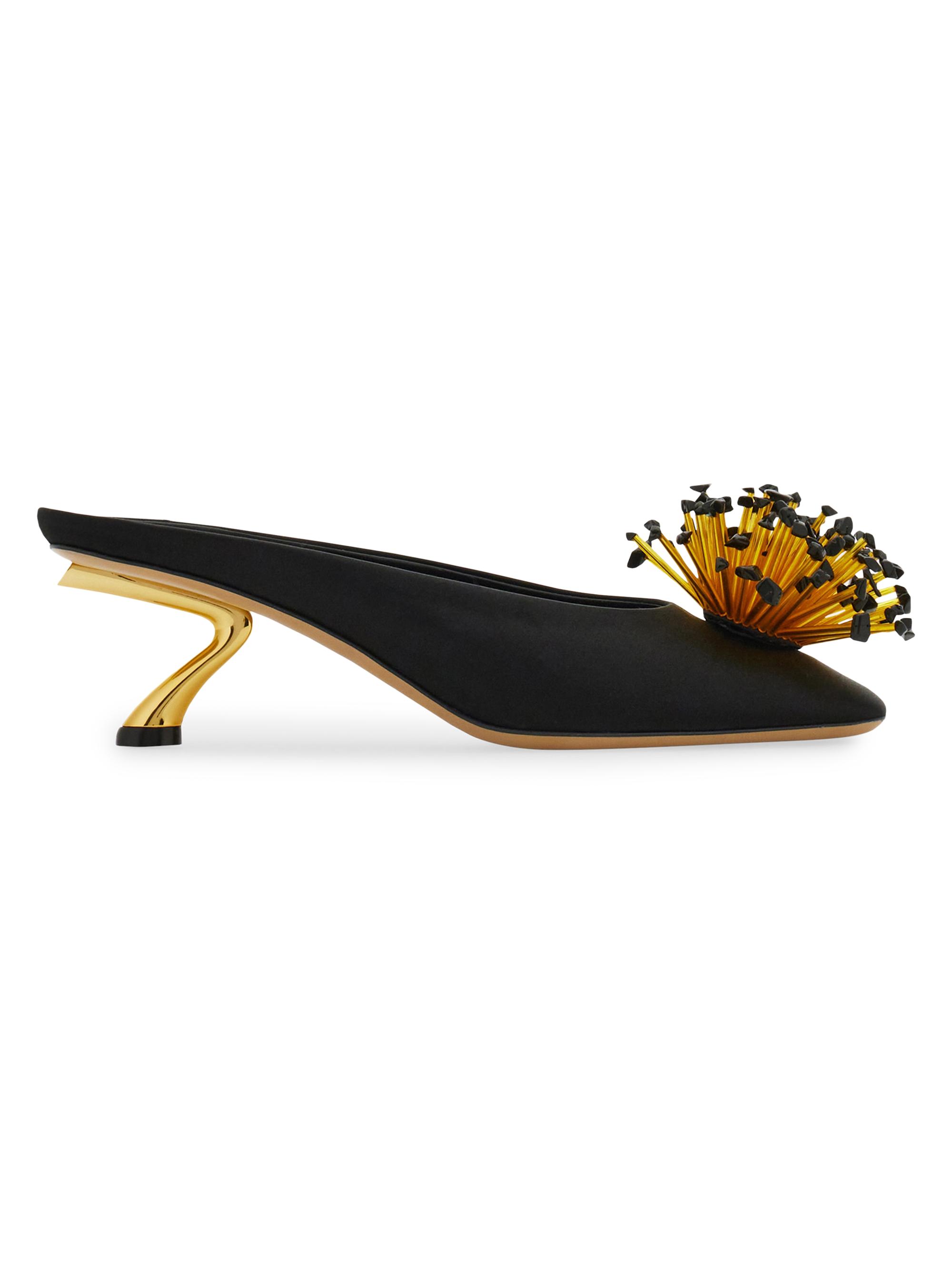 FERRAGAMO Women's Safi 55MM Floral Appliqué Mules - Nero