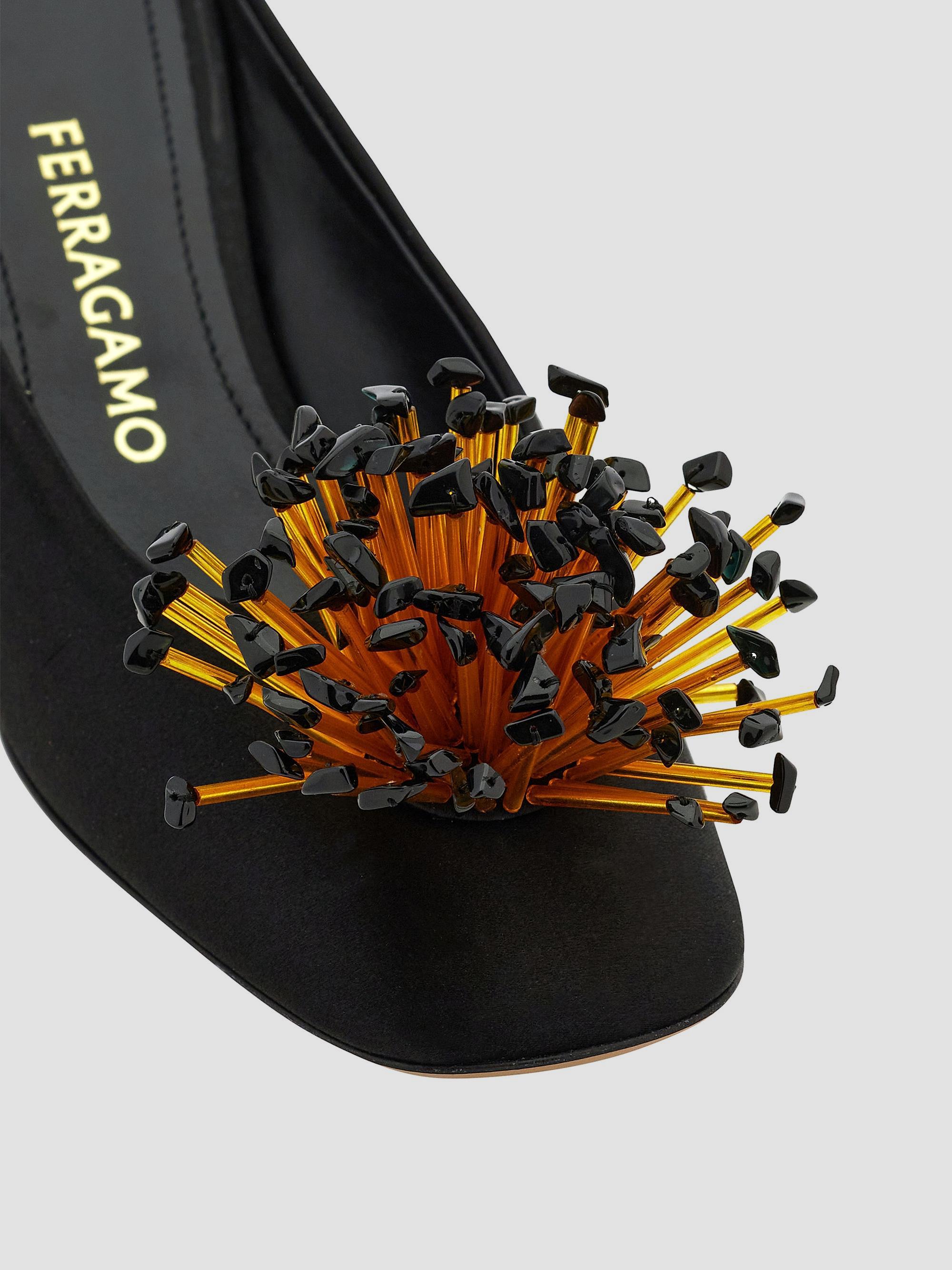 FERRAGAMO Safi 55MM Floral Appliqué Mules | Saks Fifth Avenue