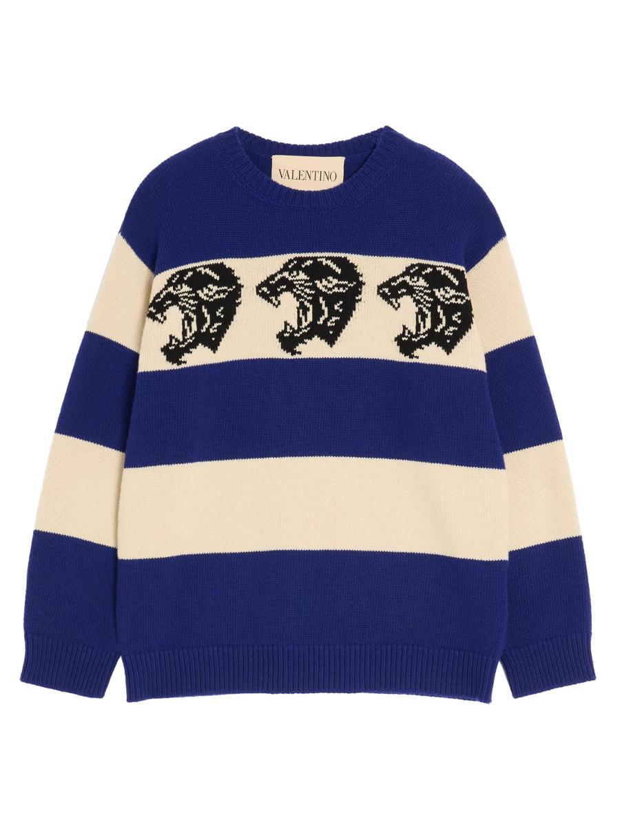 Valentino Garavani Wool Sweater with Jacquard Panther Pattern