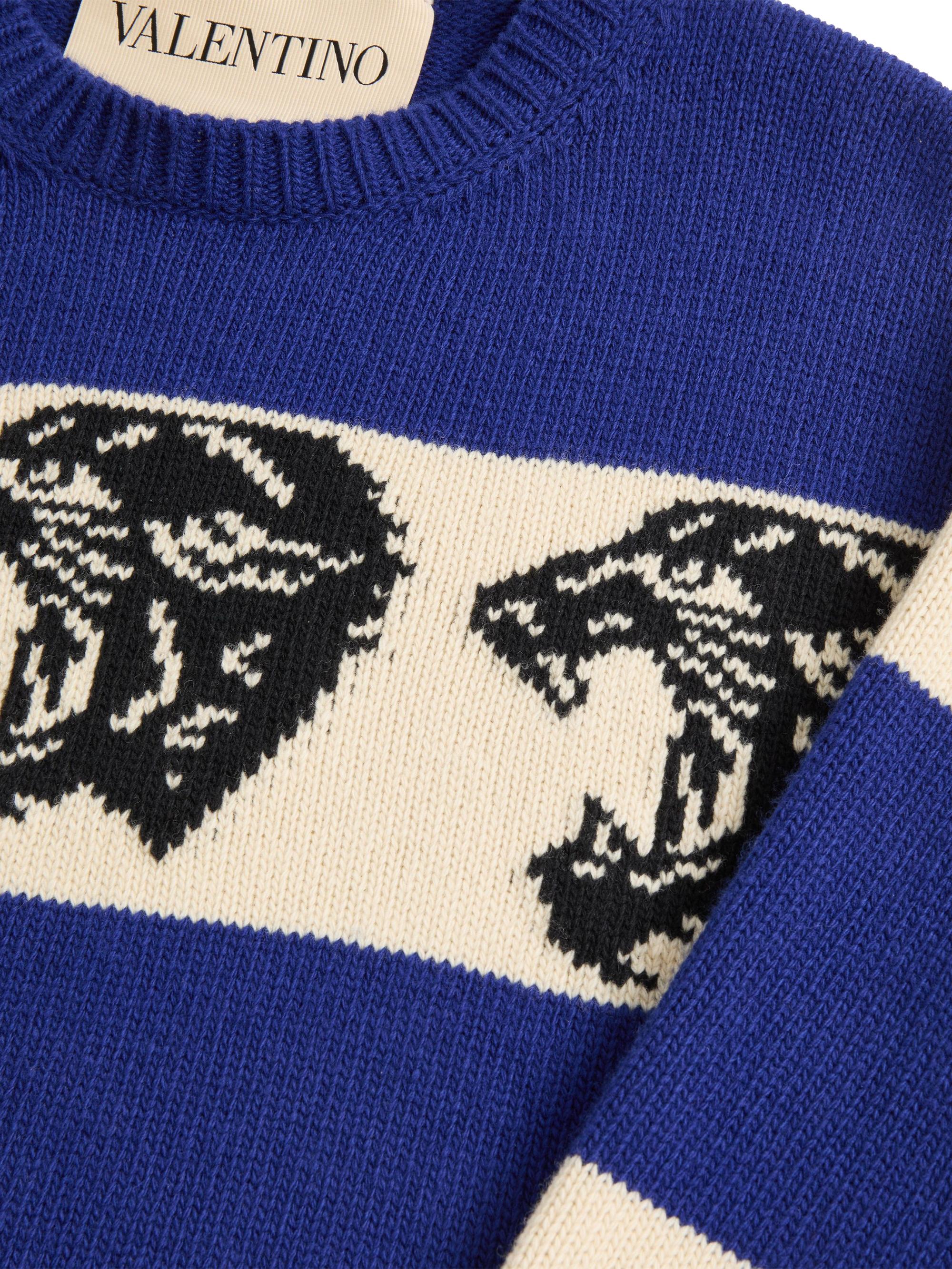 Valentino Garavani Wool Sweater with Jacquard Panther Pattern