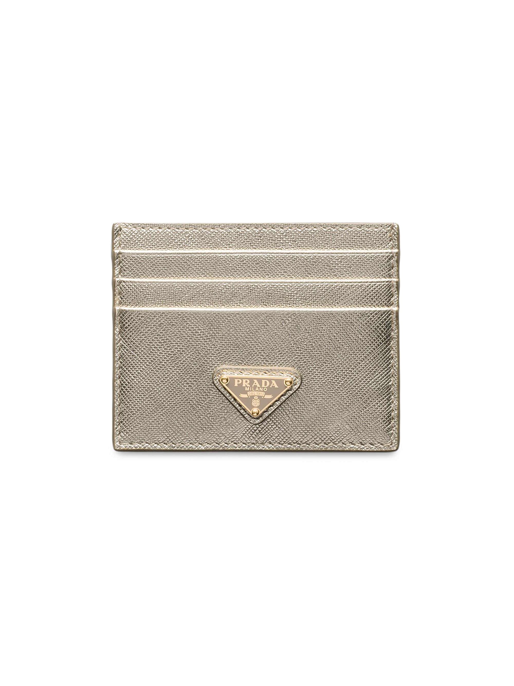 Prada Women's Saffiano Leather Card Holder - Gold