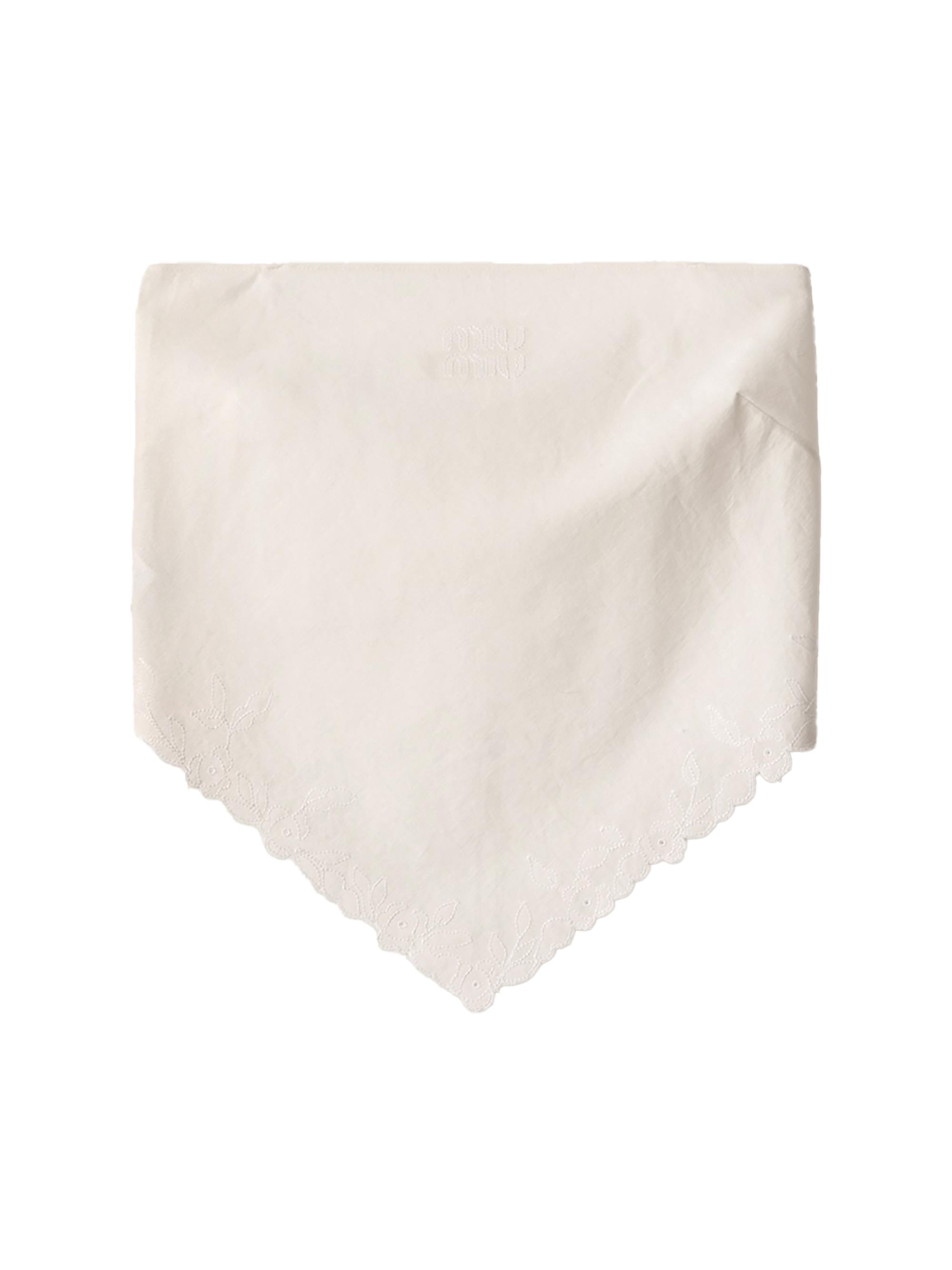 Miu Miu Women's Embroidered Slubbed Canvas Bandana Top - Beige