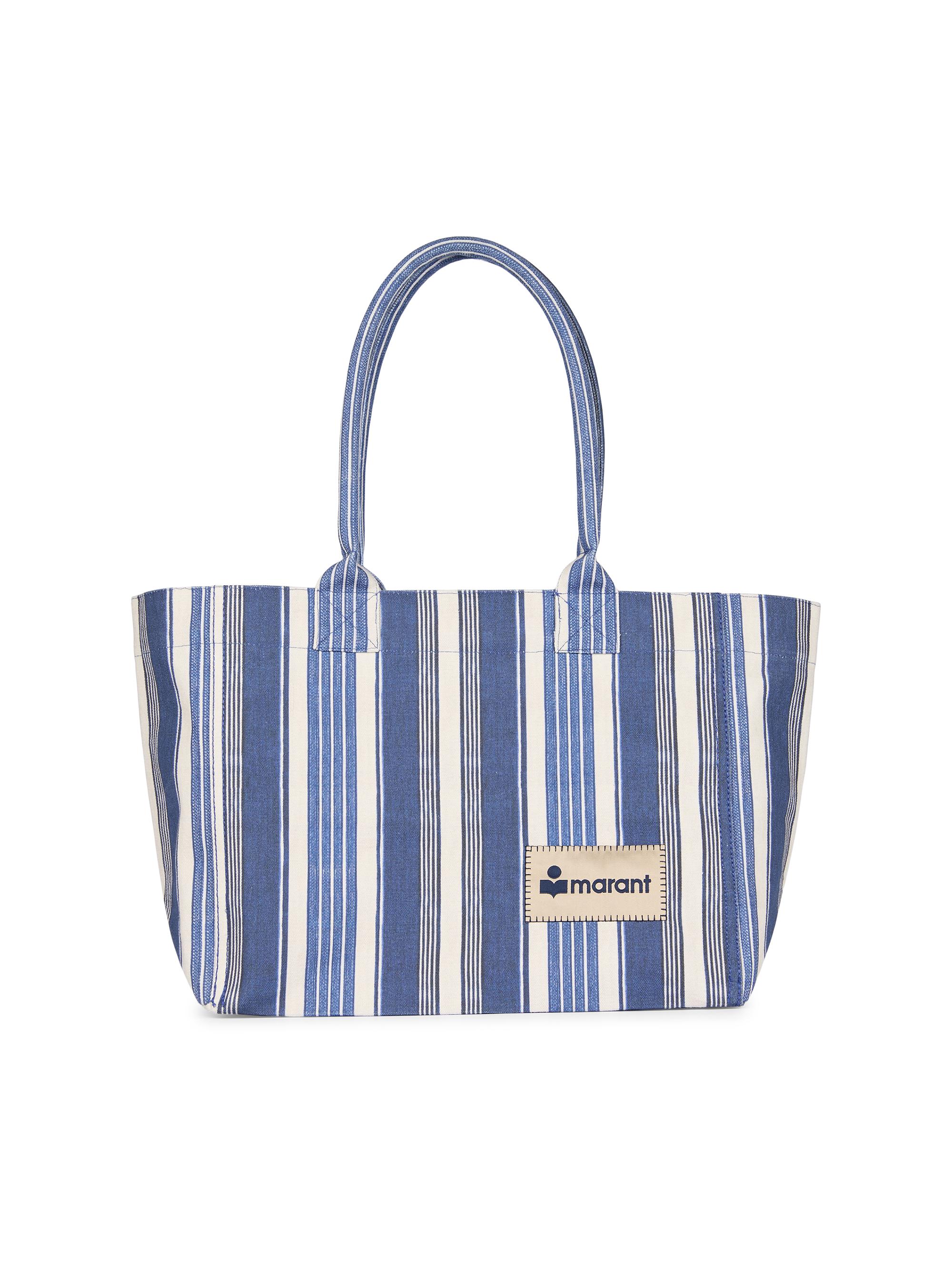 Isabel Marant Women's Yenky Logo-Detail Striped Cotton Tote Bag - Blue
