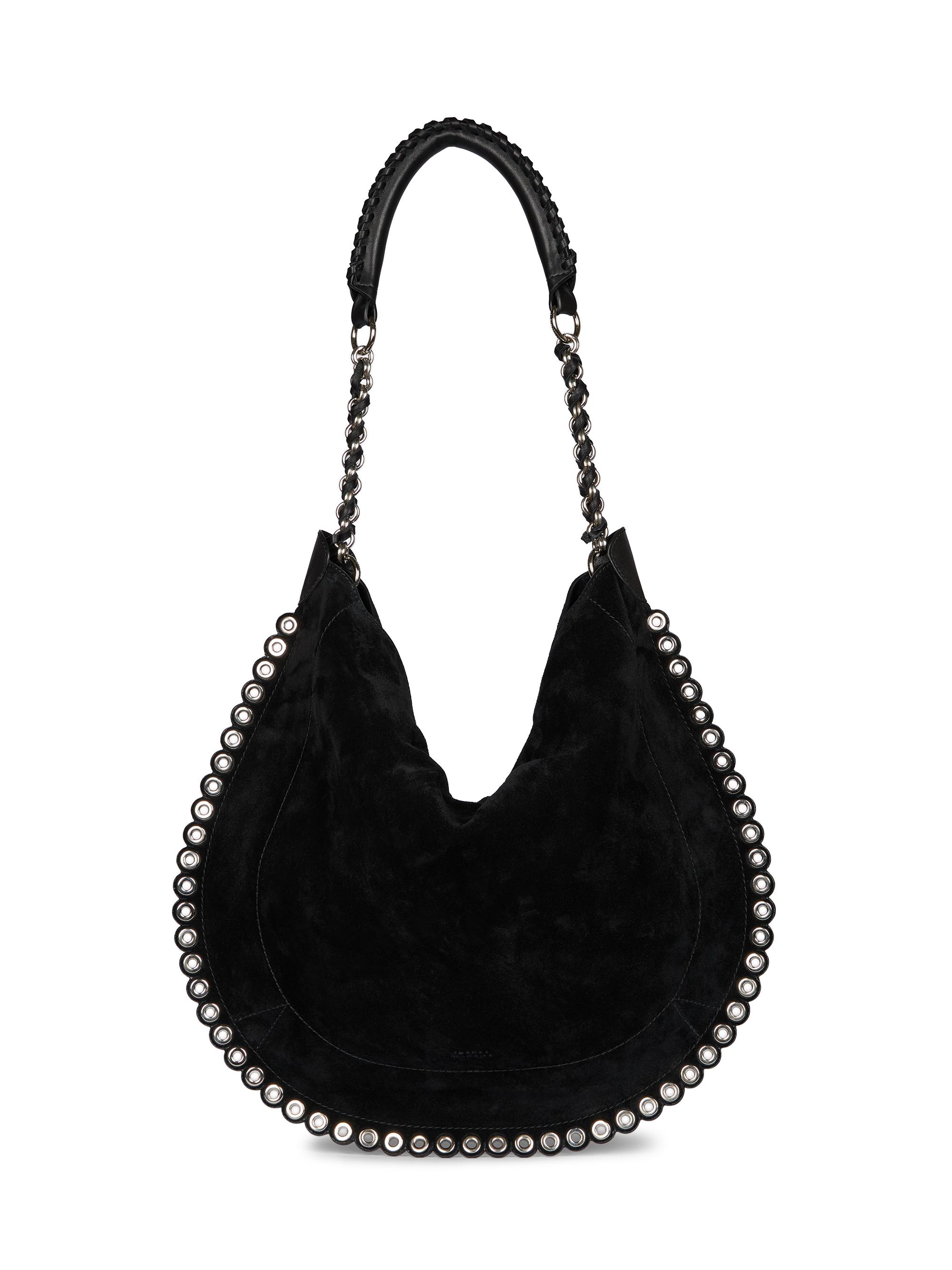Isabel Marant Women's Oskan Eyelet-Trim Suede Hobo Bag - Black Silver