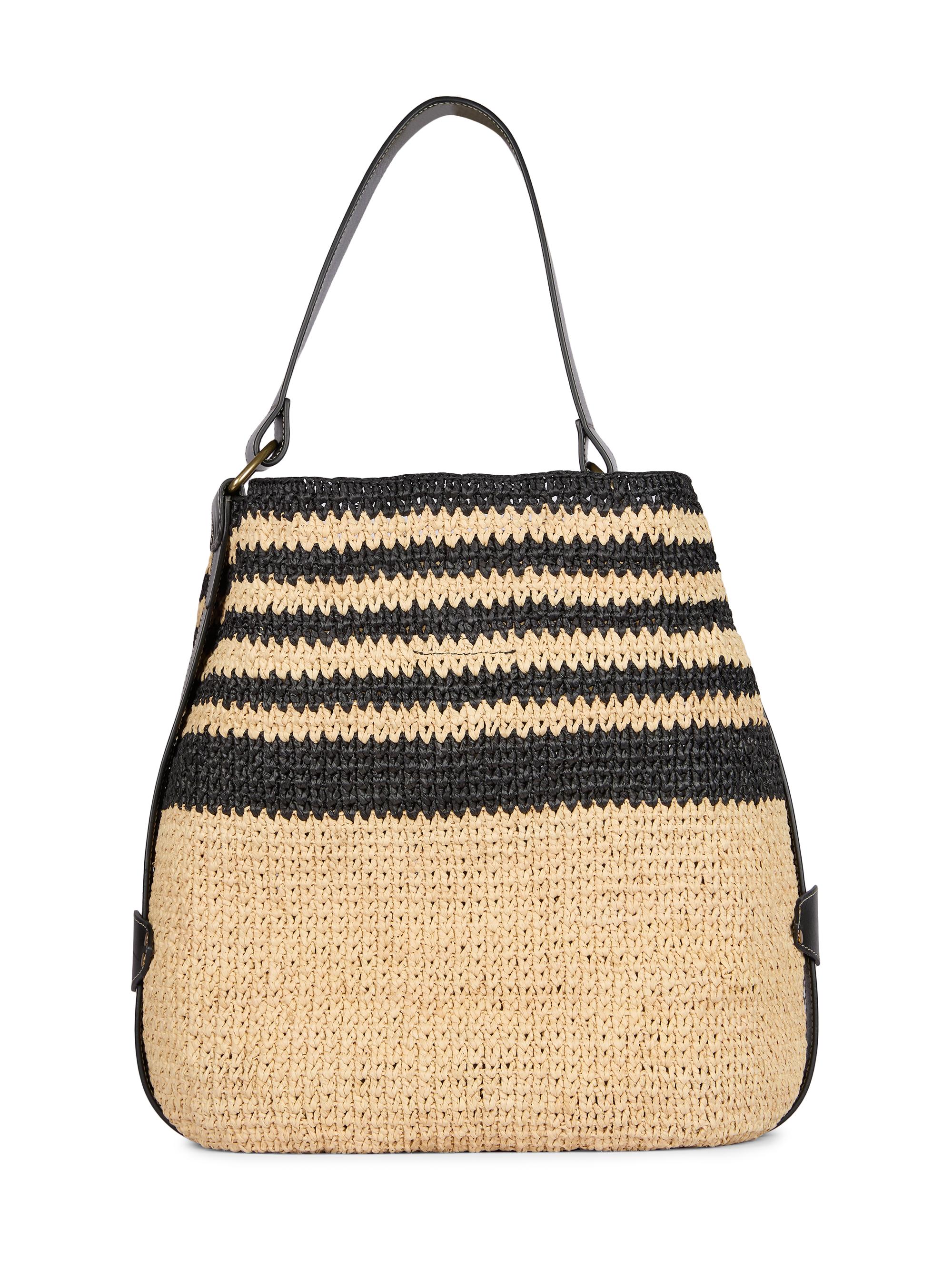 Isabel Marant Women's Bayia Striped Raffia Tote Bag - Black Natural