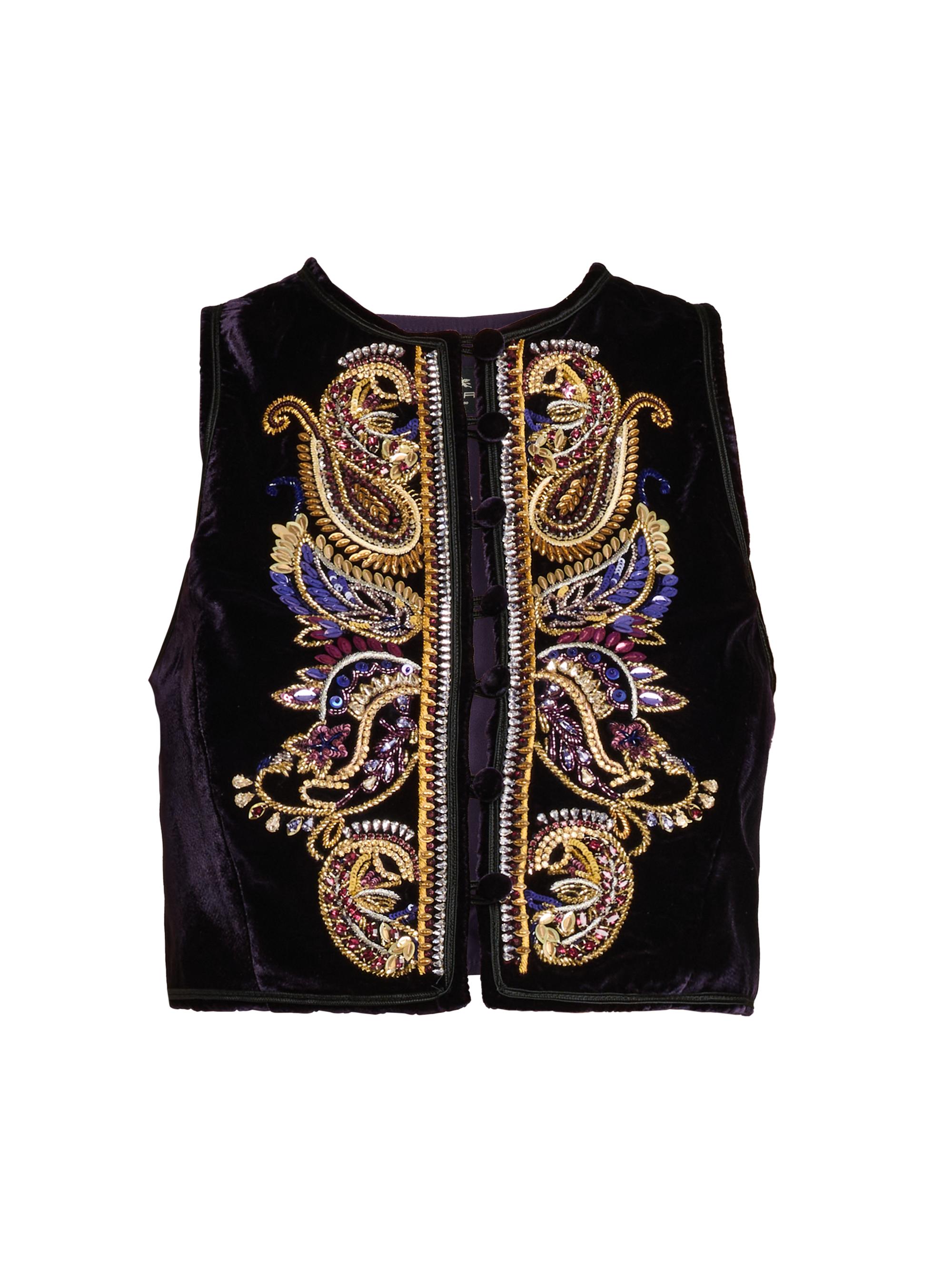 Etro Women's Embroidered Paisley Crop Vest - Purple