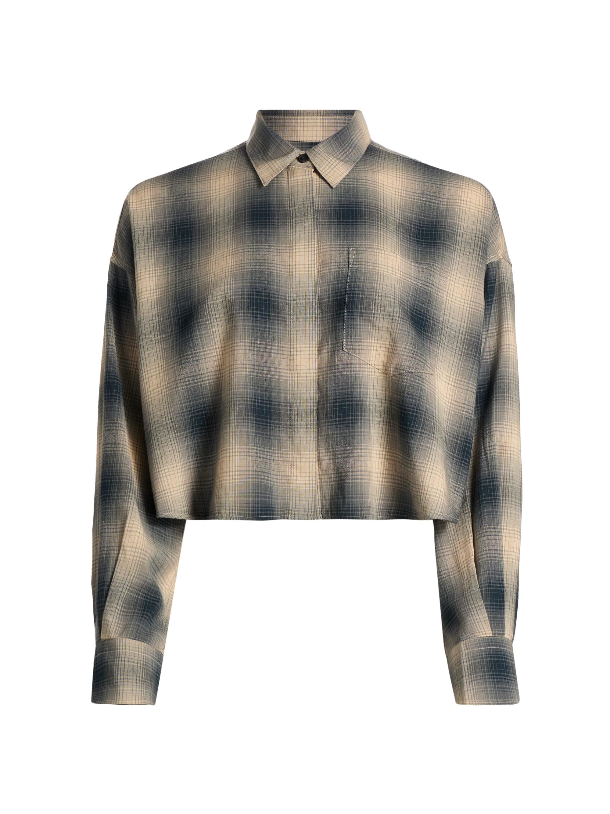 R13 Plaid Cotton Flannel Cropped Work Shirt | Saks Fifth Avenue