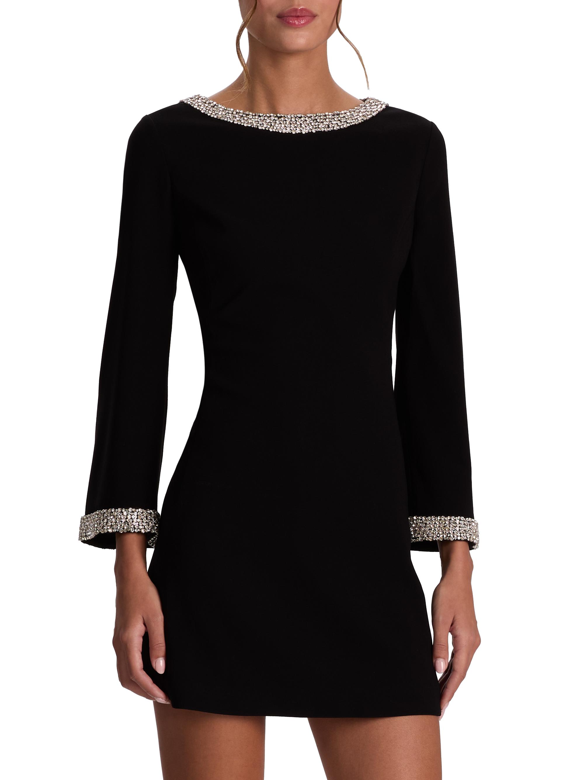 Alice + Olivia Women's Mailynn Embellished-Trim Bell-Sleeve Minidress - Off White Crystal - Size 2