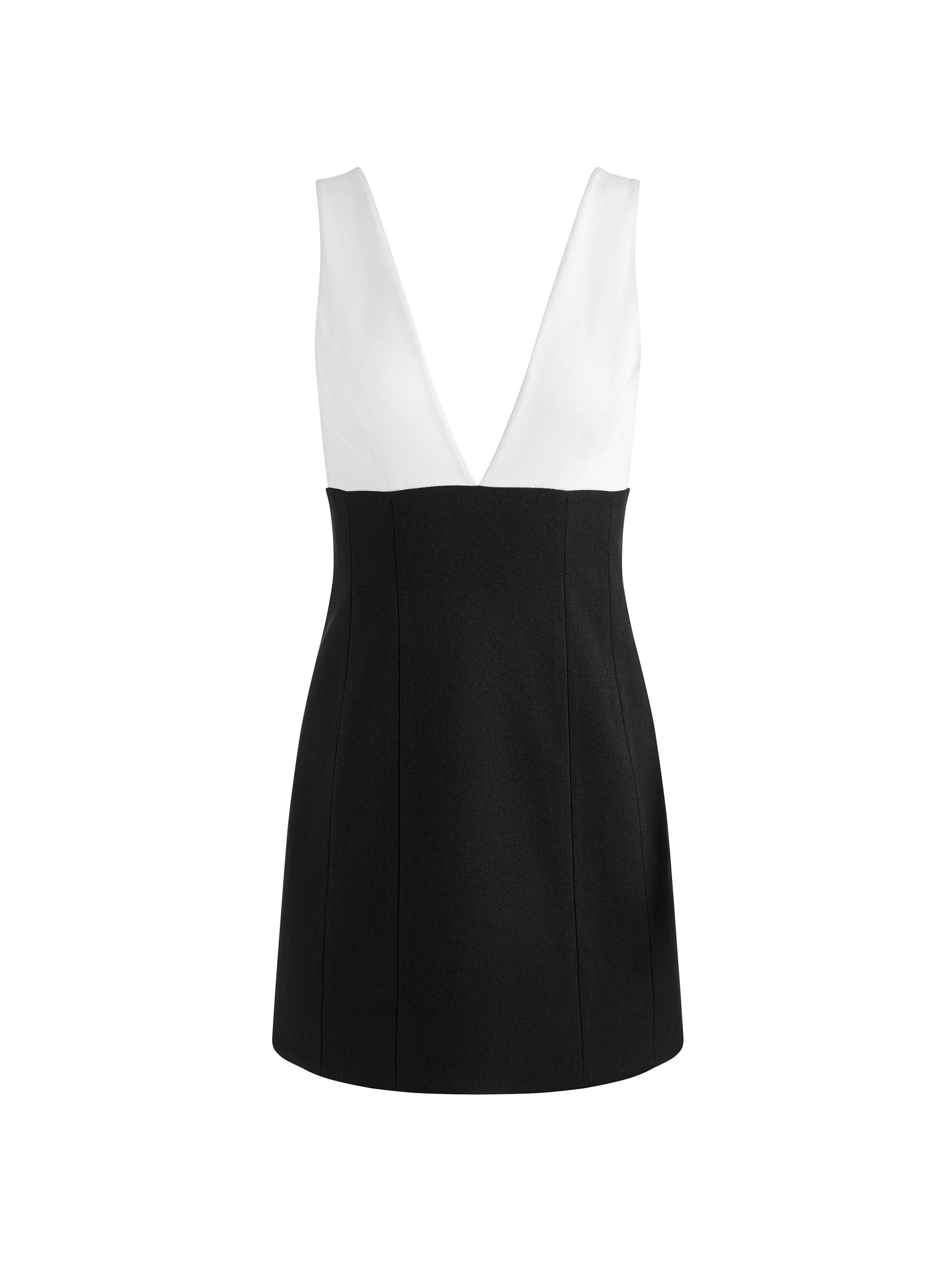 ALICE + OLIVIA Women's Mandy Two-Tone Plunge Minidress - Black Off White