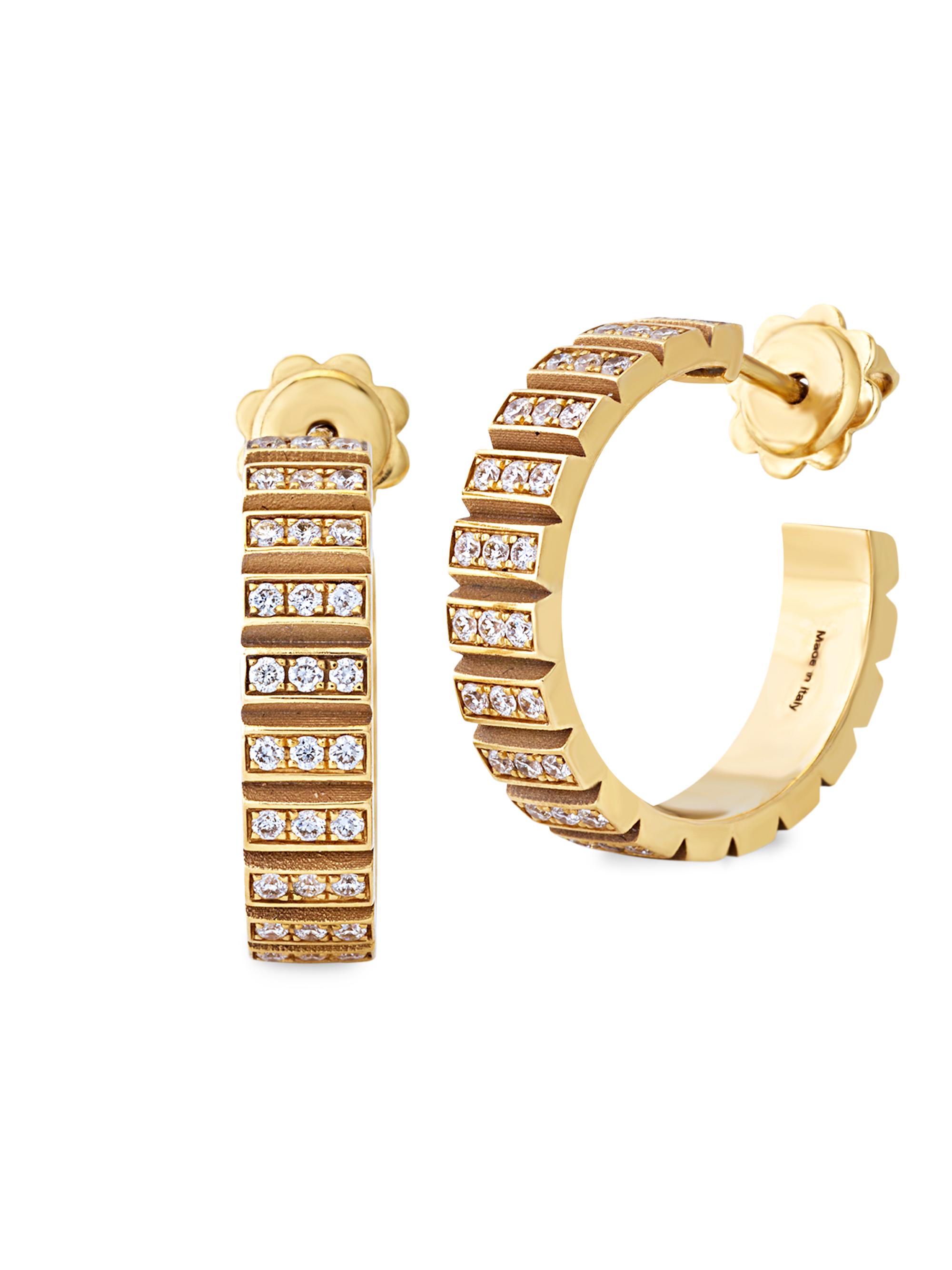 Chiarelli Milano Women's Riflessi 18K Yellow Gold & 0.96 TCW Diamond Hoops - Yellow Gold