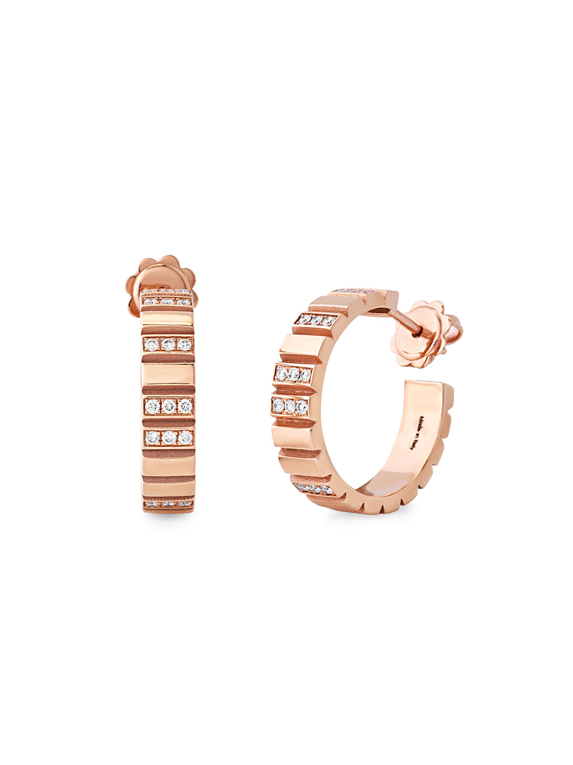 Chiarelli Milano Women's Riflessi 18K Rose Gold & 0.48 TCW Diamond Hoops - Rose Gold