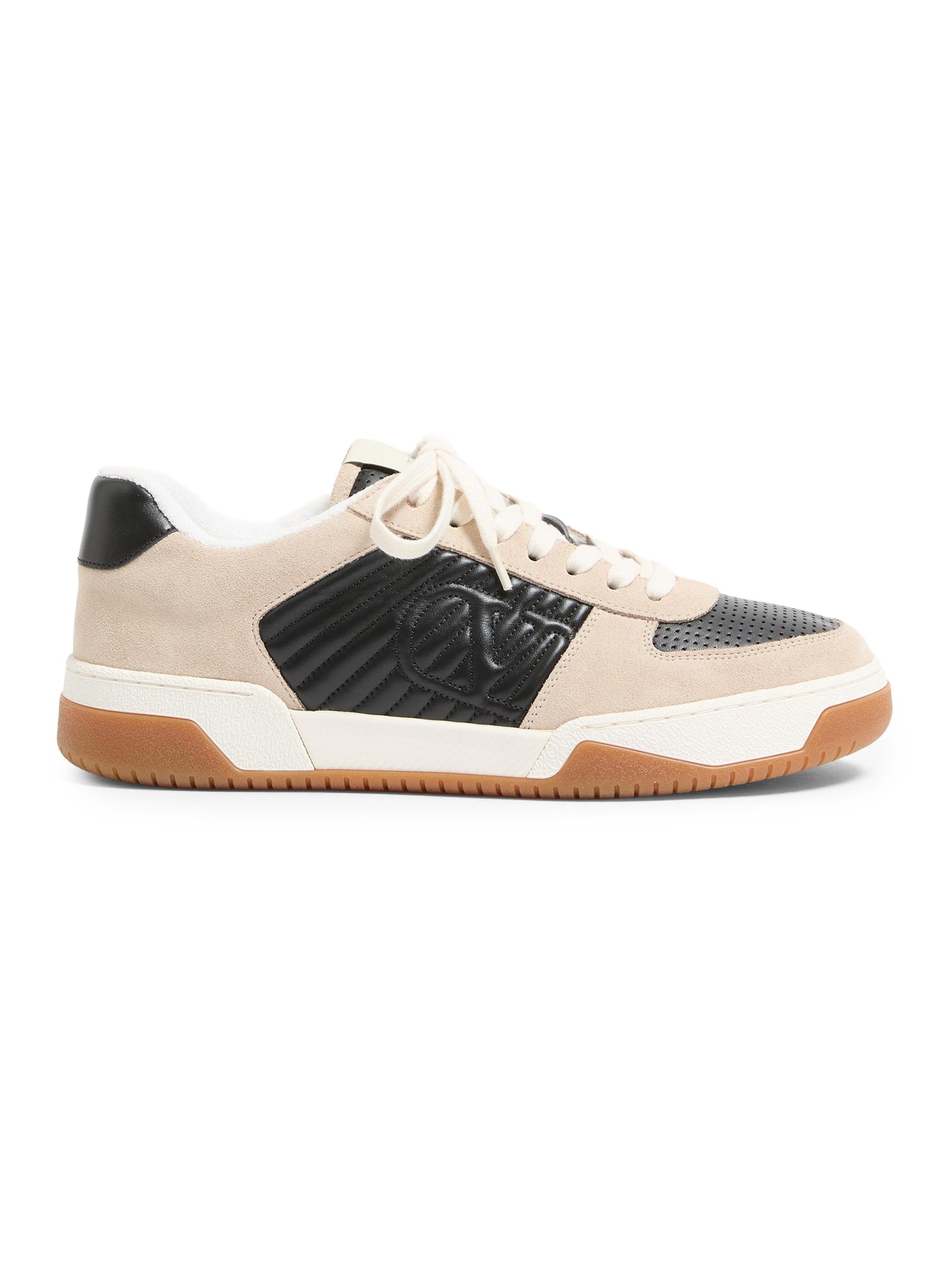 Valentino Garavani Men's Sparry Sneakers in Split Leather and Nappa - Black Beige