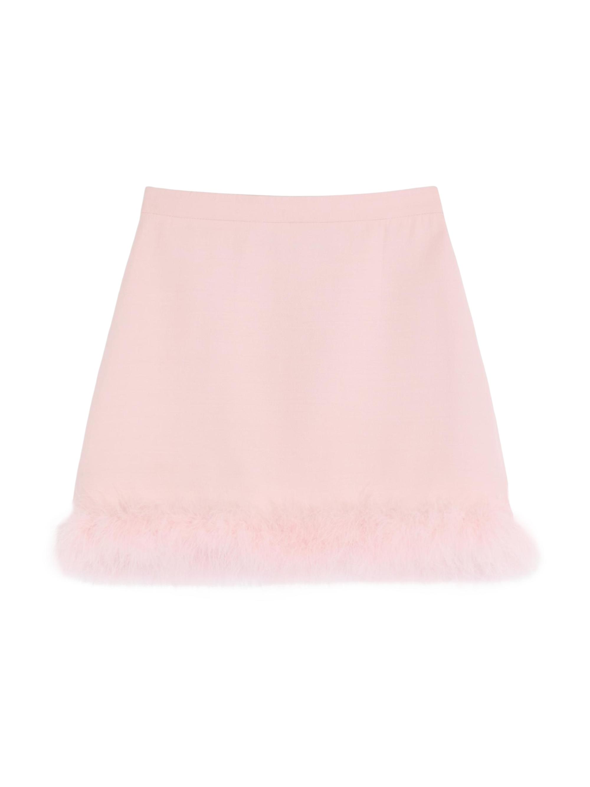 Valentino Garavani Women's Short Crepe Couture Skirt with Feathers - Rose