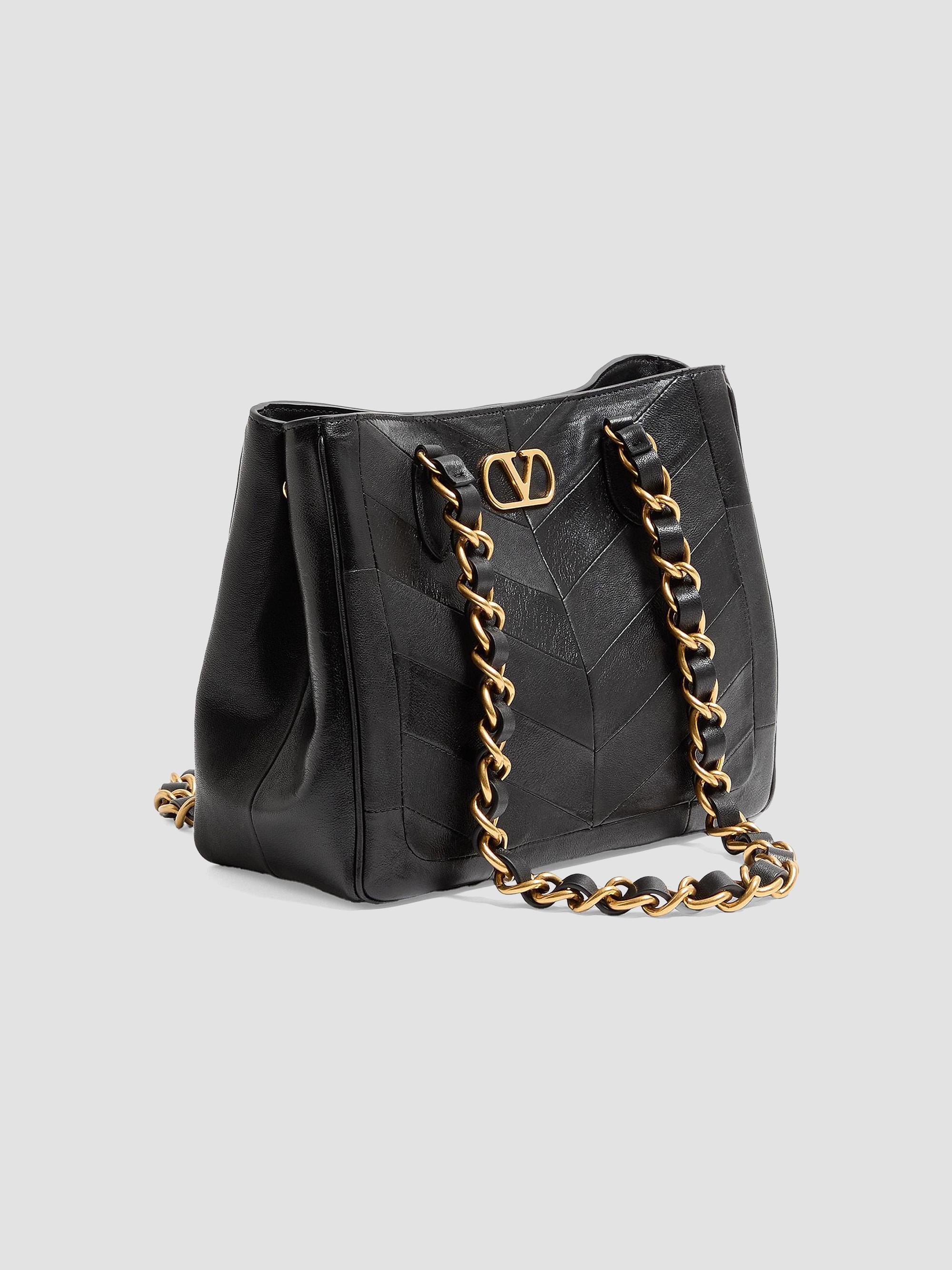 Valentino Garavani Laseine Small Shopping Bag in Chevron-Patterned
